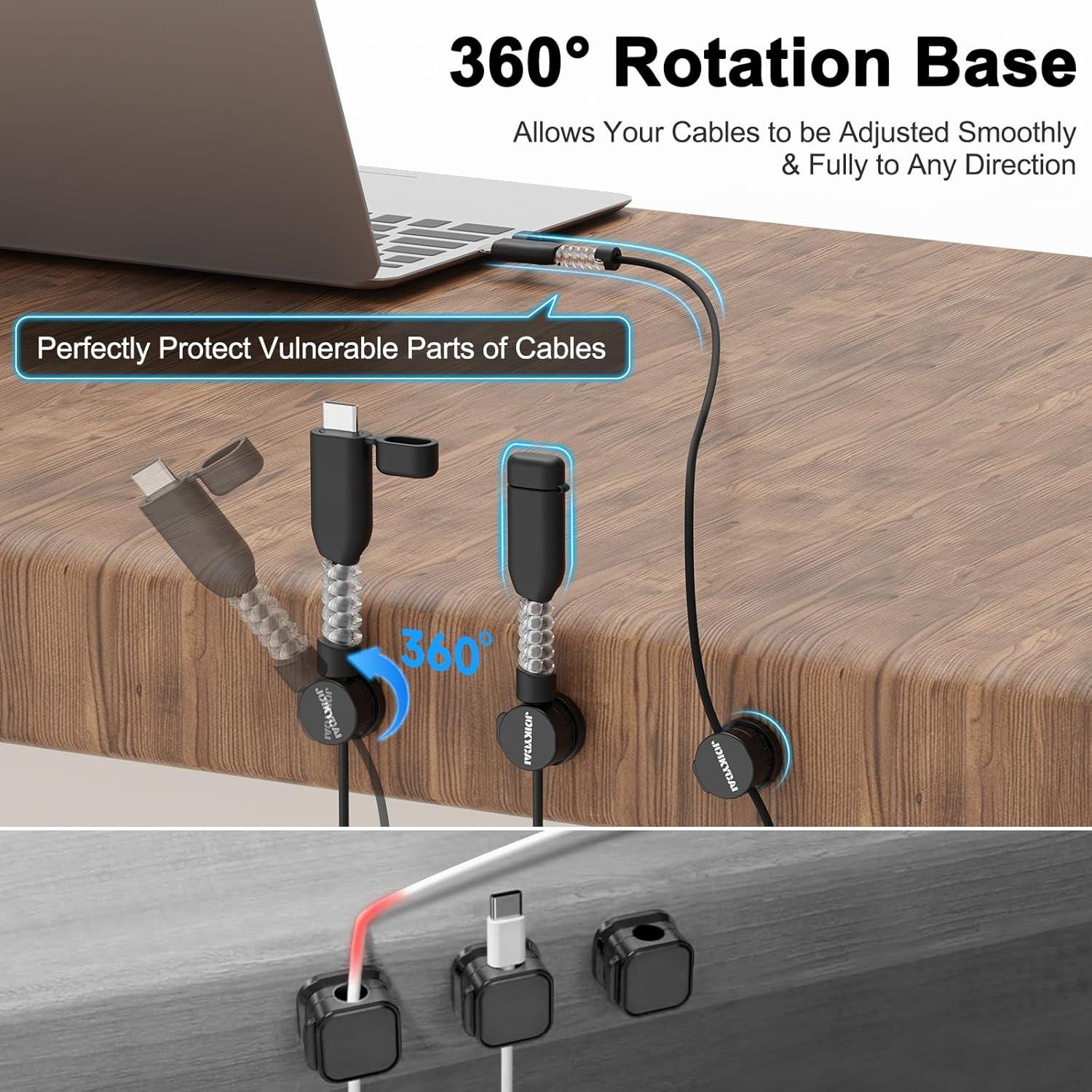 6 Organizadores de Cables JOIKYCAI con Clips Adhesivos Rotativos