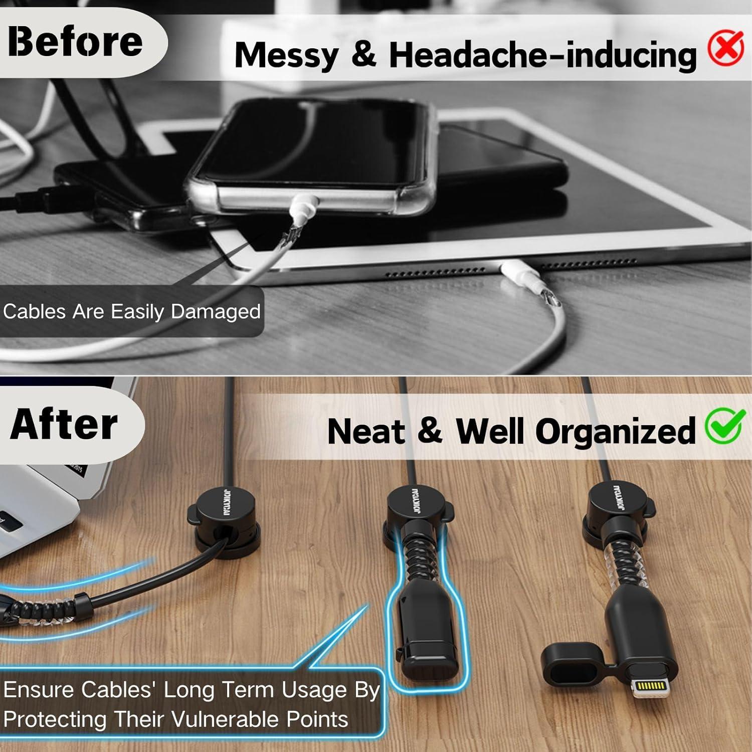 6 Organizadores de Cables JOIKYCAI con Clips Adhesivos Rotativos