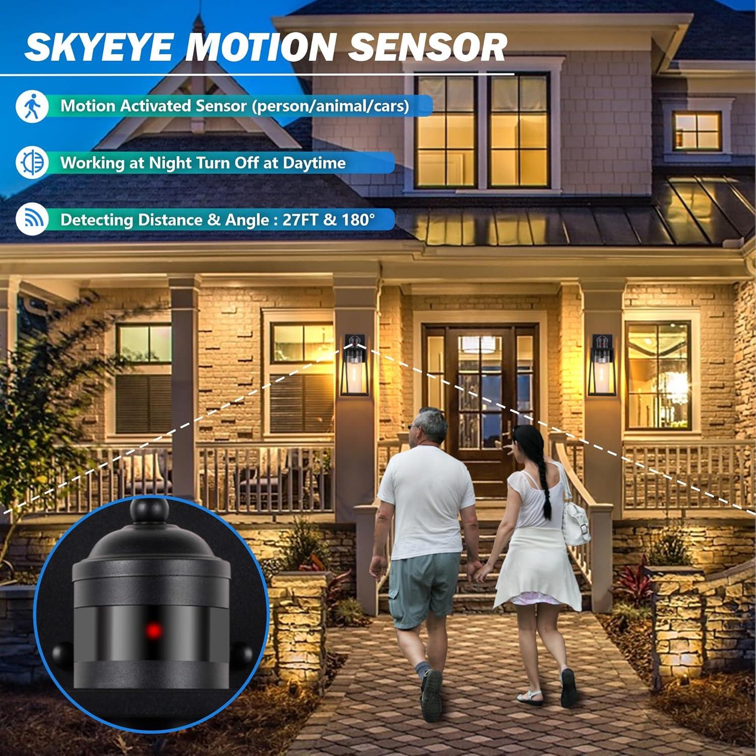 Luz de Pared Exterior DAKAFUL 2 Paquetes con Sensor Movimiento