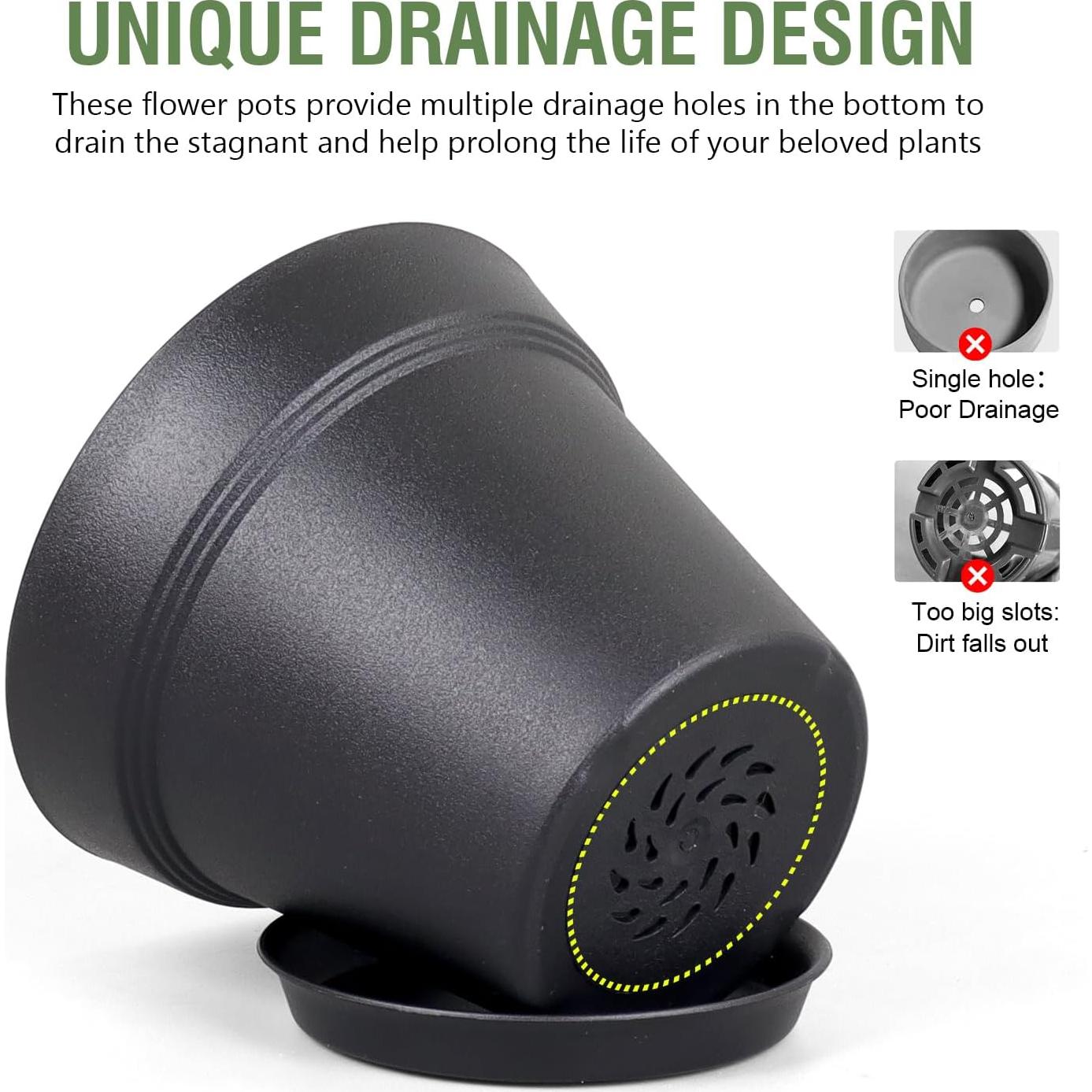 Macetas de Plástico Negras 10 cm - Paquete de 16 Meowell