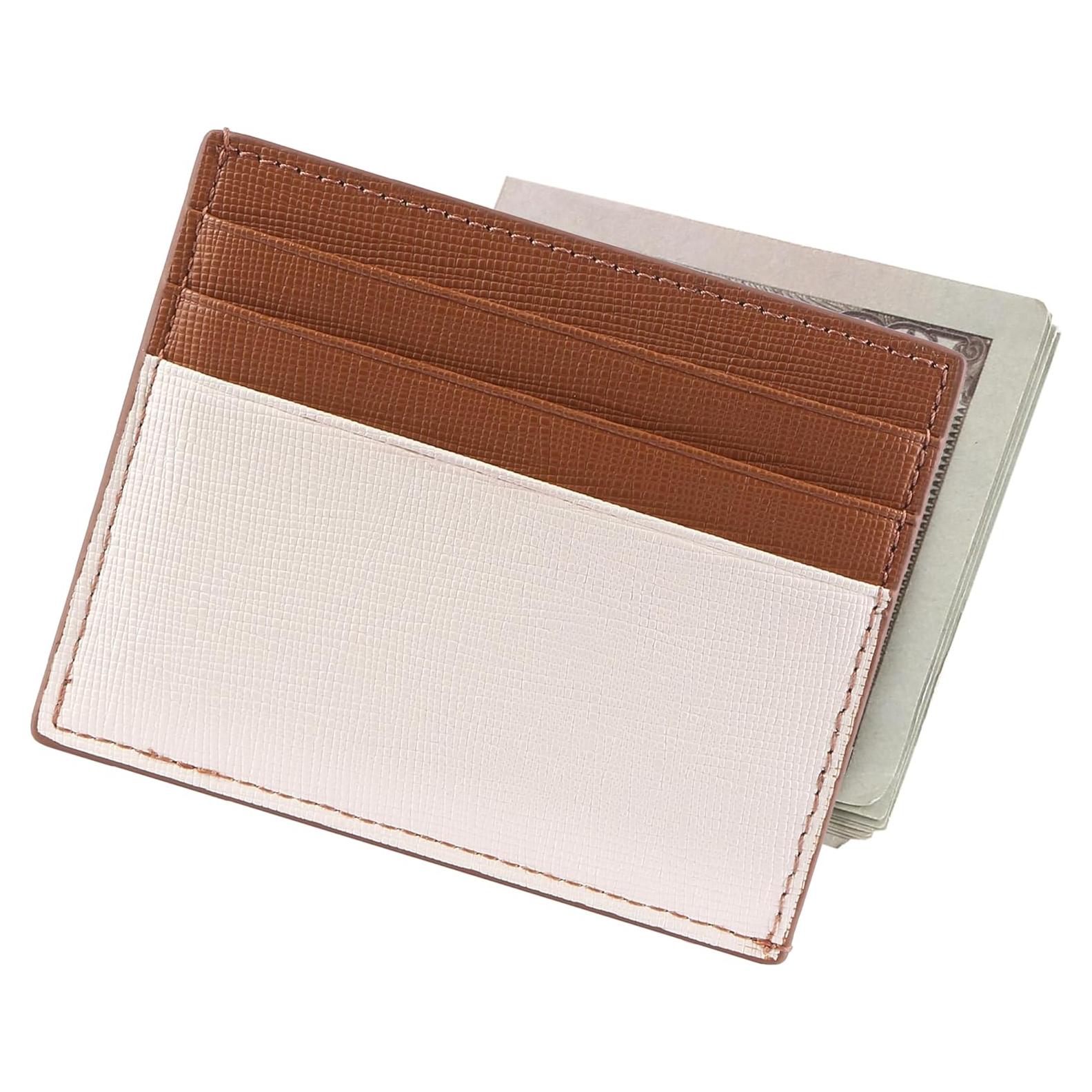Cartera Porta Tarjetas Slim YIIJAY con Bloqueo RFID Beige/Brown