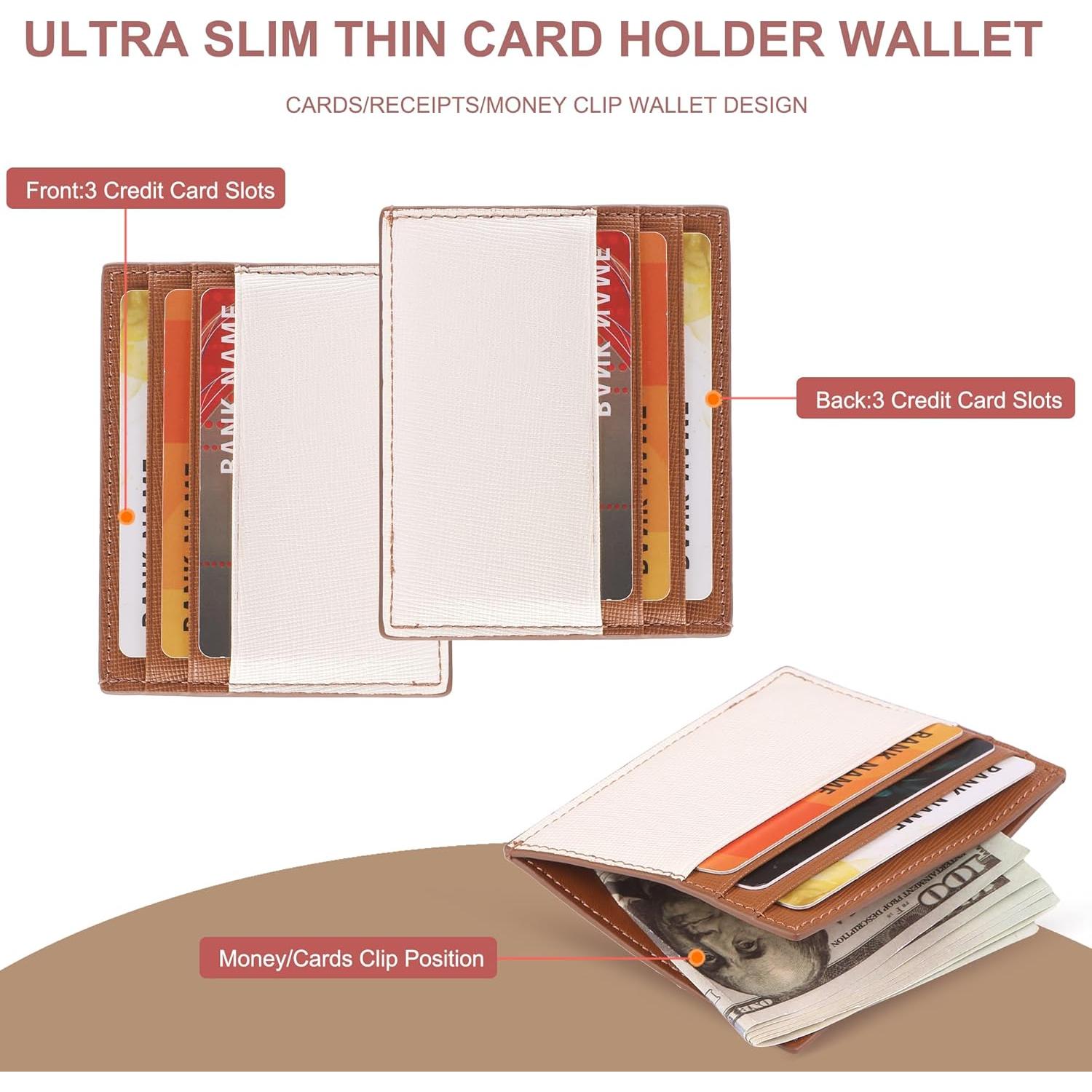 Cartera Porta Tarjetas Slim YIIJAY con Bloqueo RFID Beige/Brown