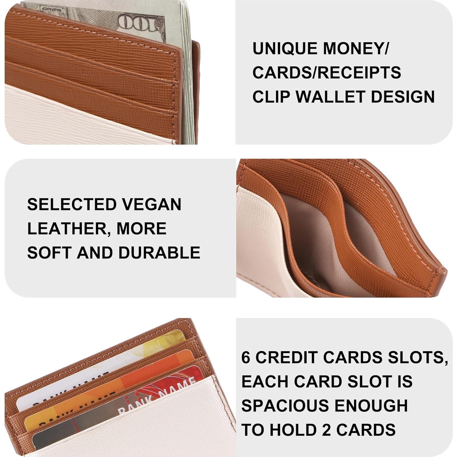 Cartera Porta Tarjetas Slim YIIJAY con Bloqueo RFID Beige/Brown