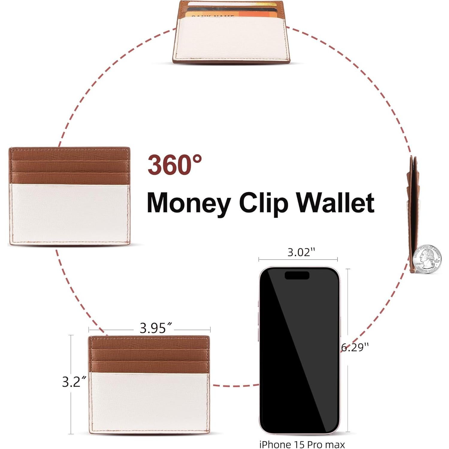 Cartera Porta Tarjetas Slim YIIJAY con Bloqueo RFID Beige/Brown