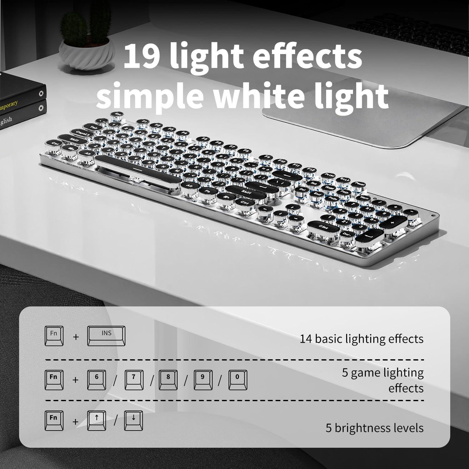 Teclado Mecánico Inalámbrico EWEADN TK950 Retro 104 Teclas