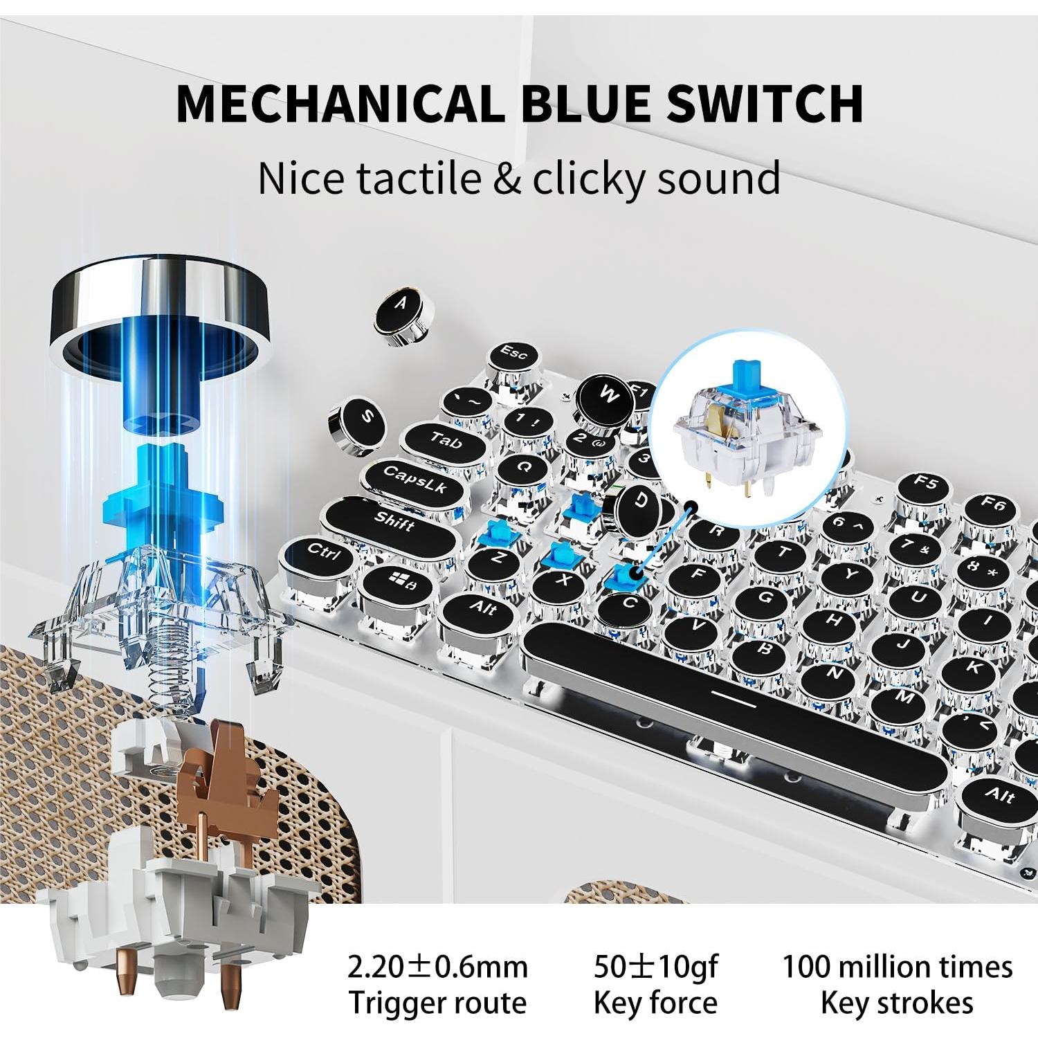 Teclado Mecánico Inalámbrico EWEADN TK950 Retro 104 Teclas