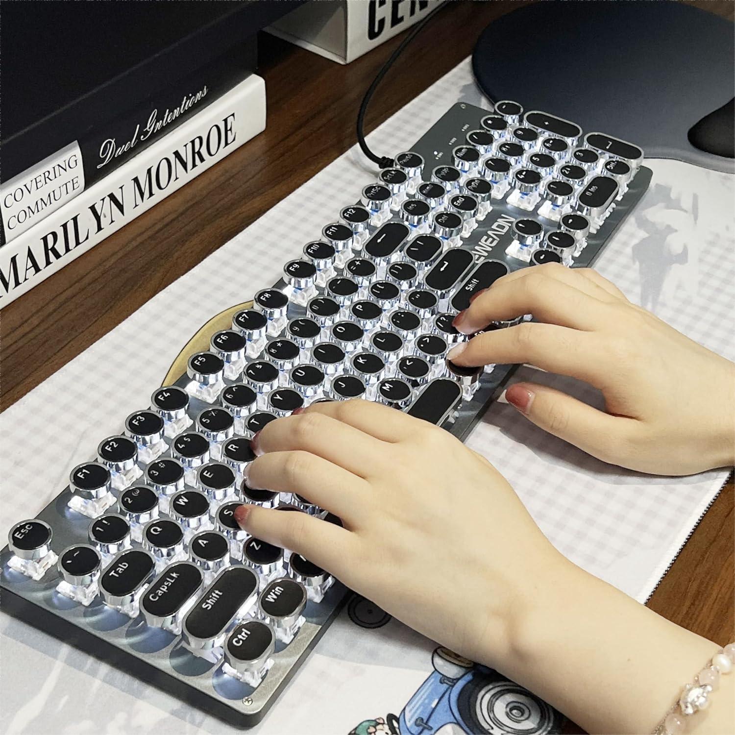 Teclado Mecánico Inalámbrico EWEADN TK950 Retro 104 Teclas