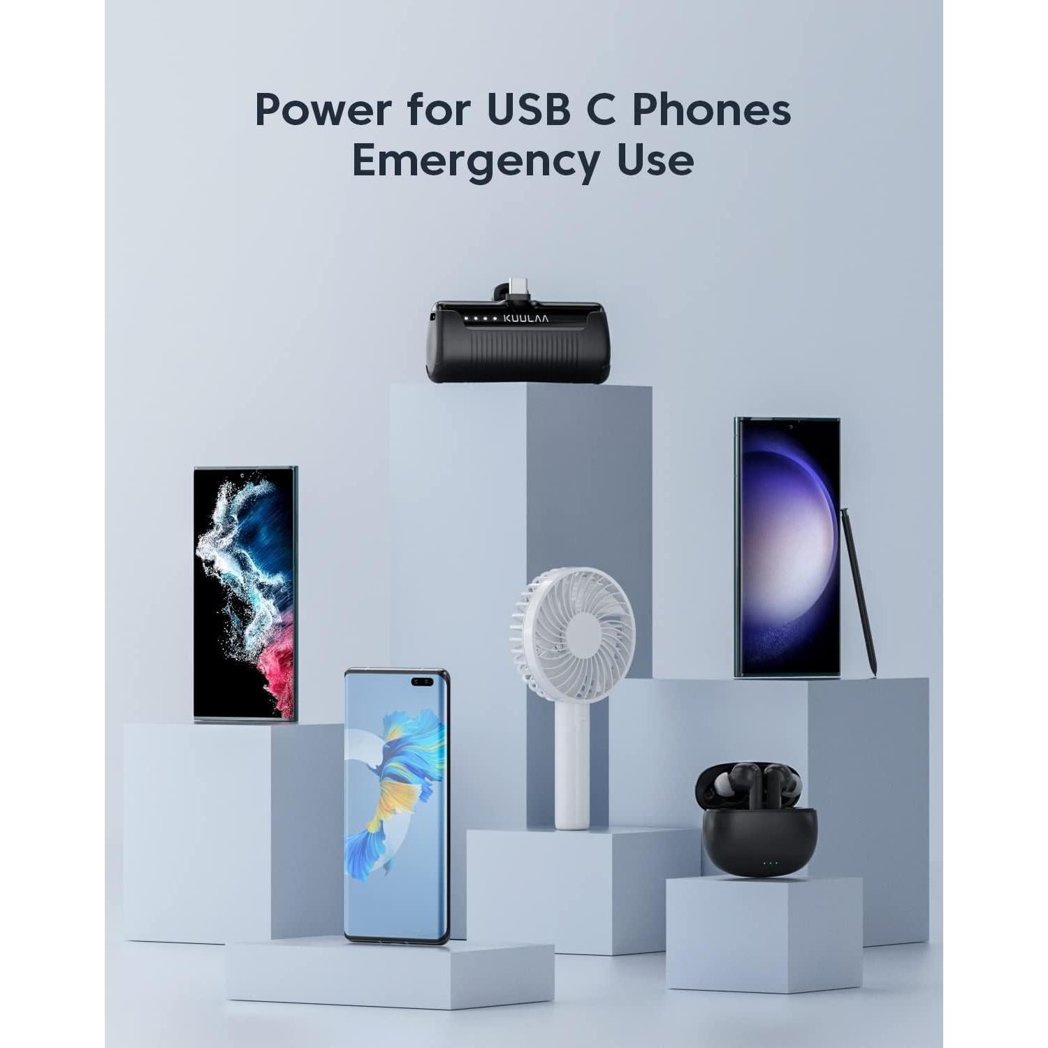 Cargador Portátil Kuulaa Power Bank 4500mAh USB-C Negro