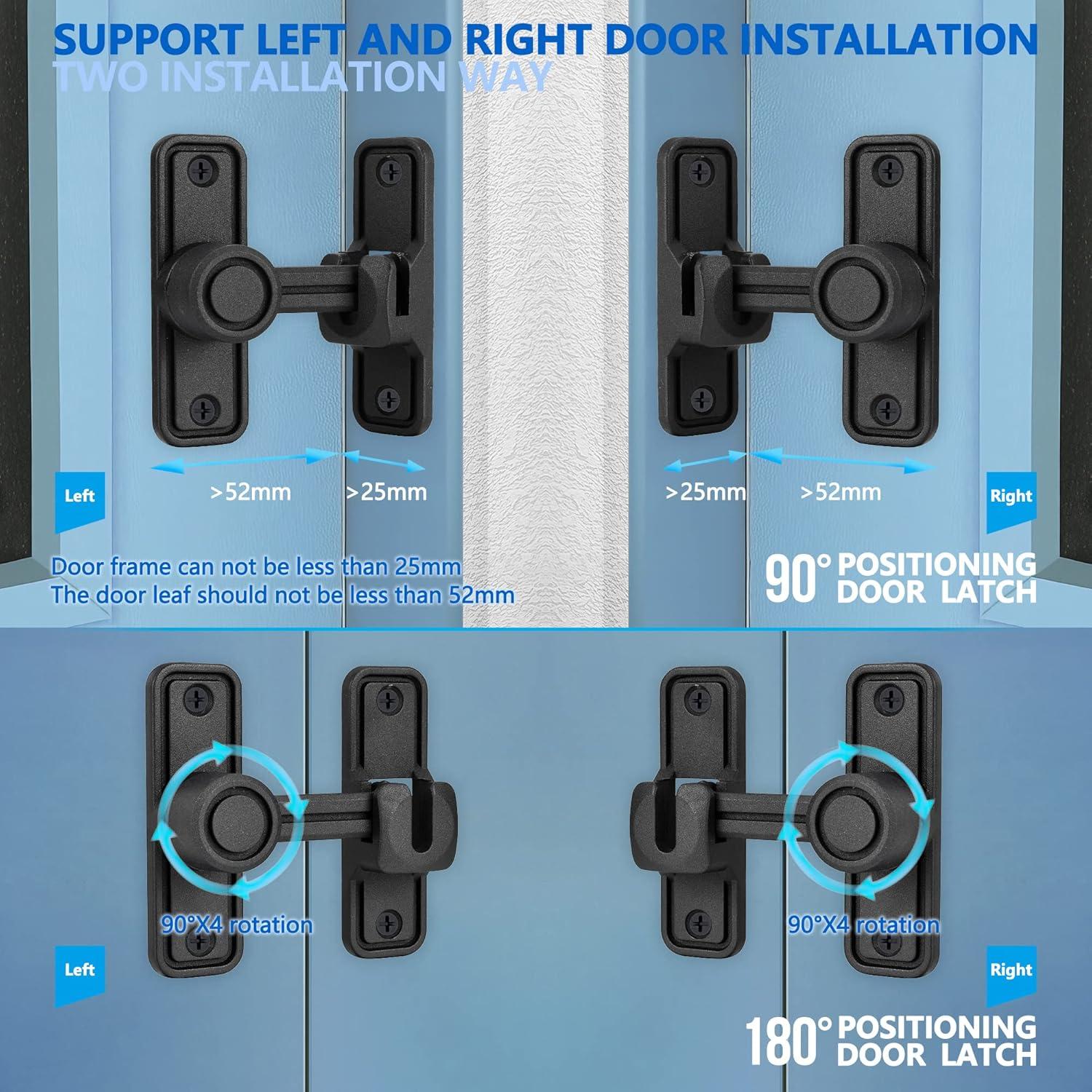Cerradura de Puerta de Granero Deslizante Kitmose Negra 90/180°