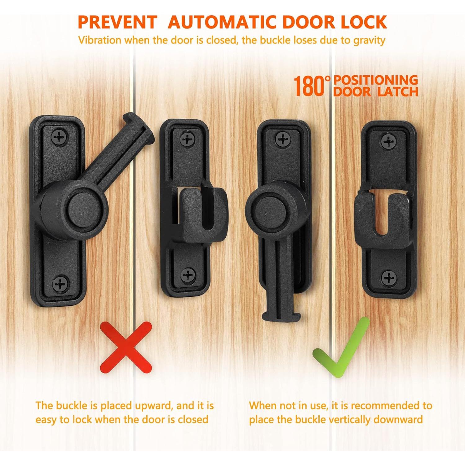 Cerradura de Puerta de Granero Deslizante Kitmose Negra 90/180°
