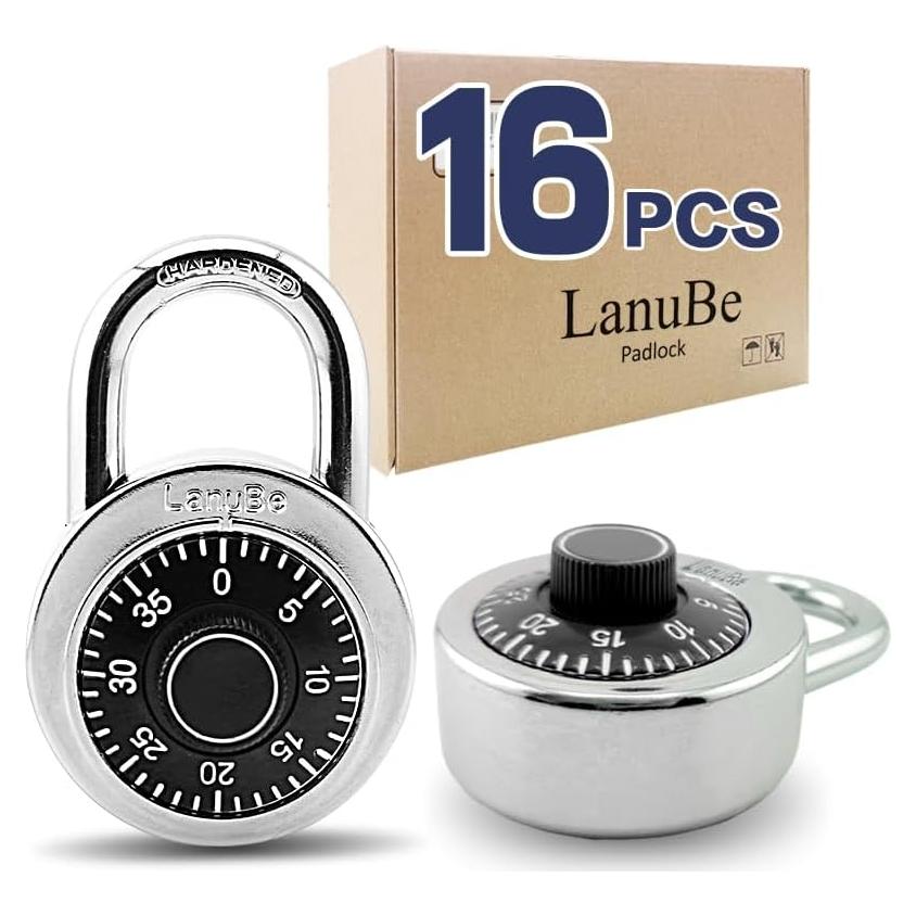 Candado de combinación LanuBe 5 cm negro, 16 unidades