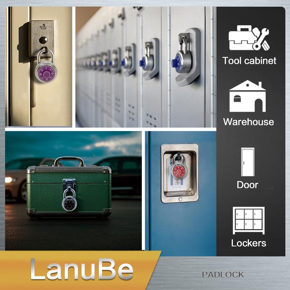 Candado de combinación LanuBe 5 cm negro, 16 unidades