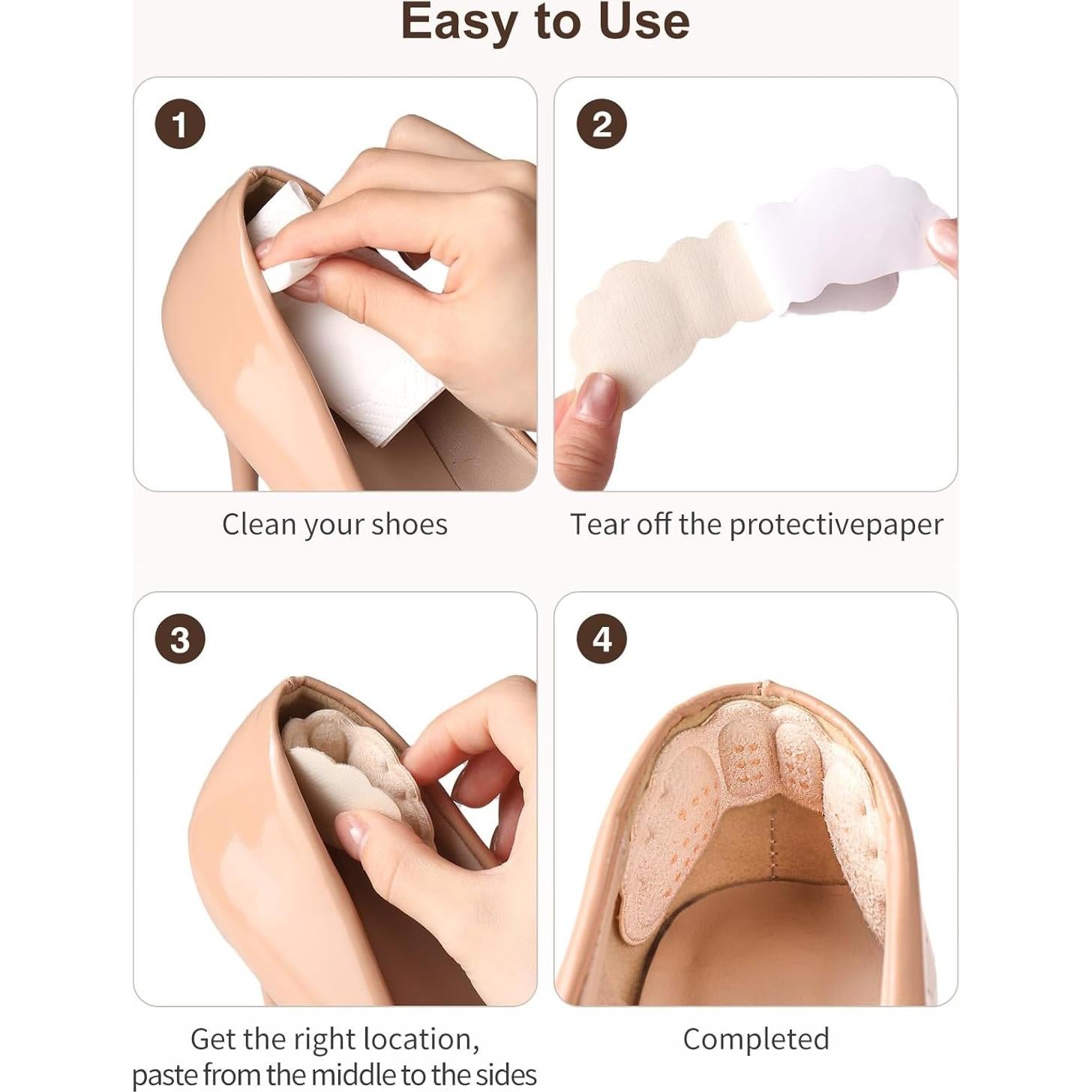 6 Pares Almohadillas para Talones EIRMAT Beige Alivio Dolor