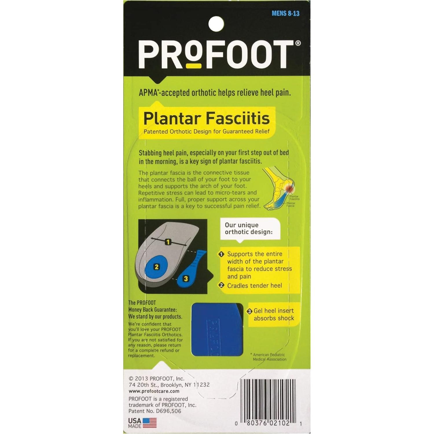 Plantillas ortopédicas Profoot para fascitis plantar Hombre 8-13