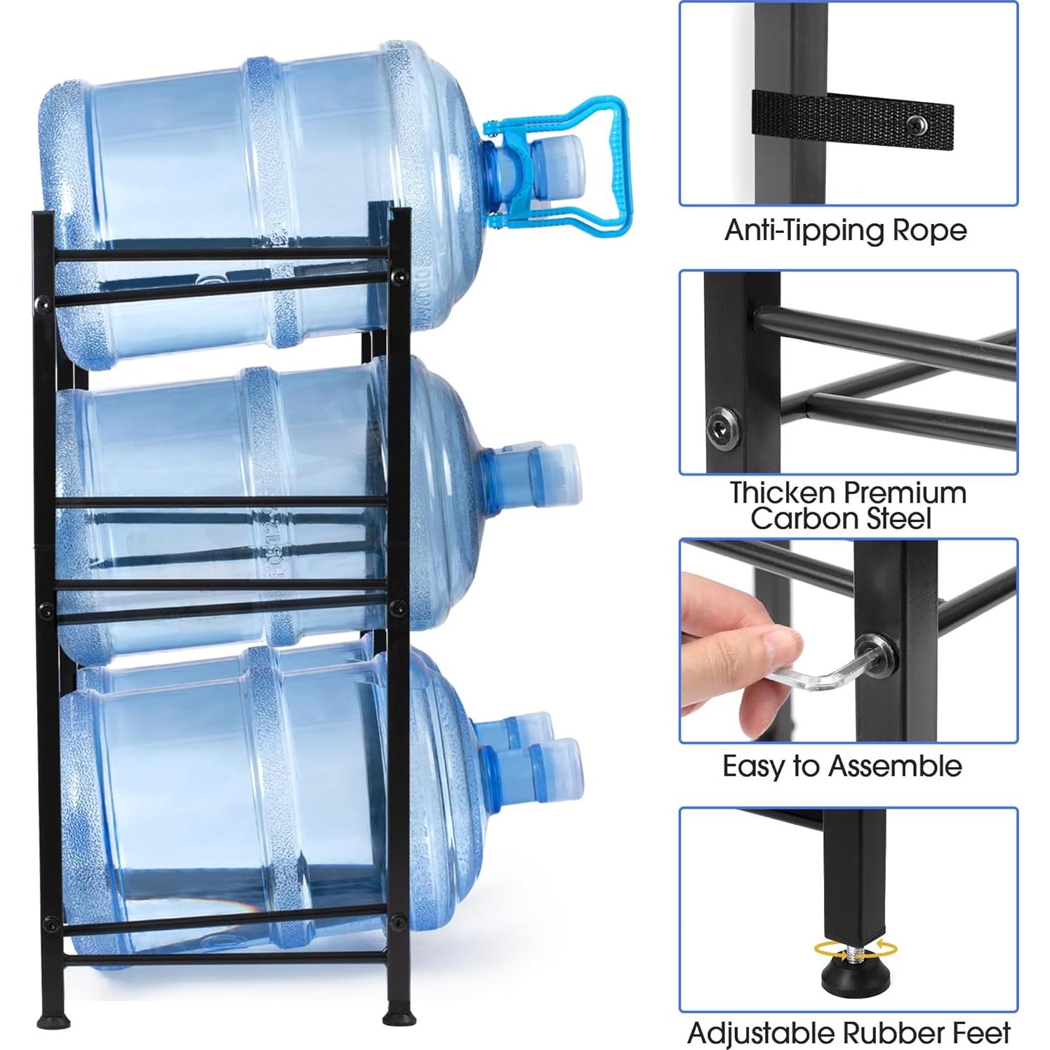 Soporte para Jarras de Agua Klvied 5 Galones 3 Niveles Negro