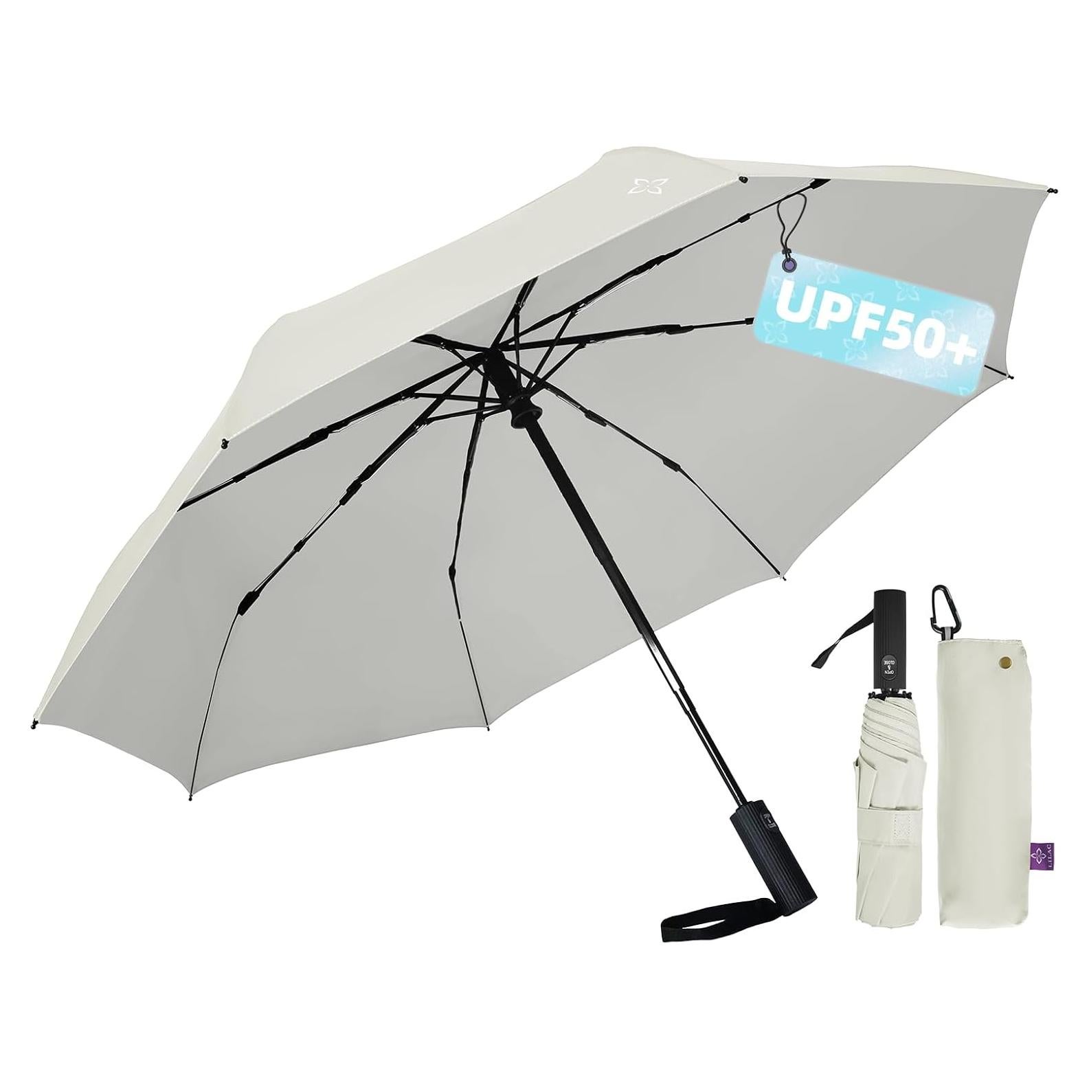 Paraguas UV Lila Plegable 107cm - Bloqueo UPF 50+ Automático