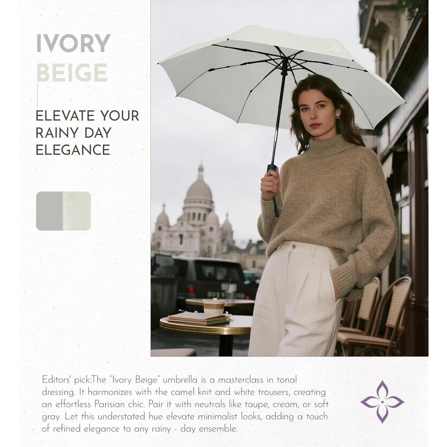 Paraguas UV Lila Plegable 107cm - Bloqueo UPF 50+ Automático