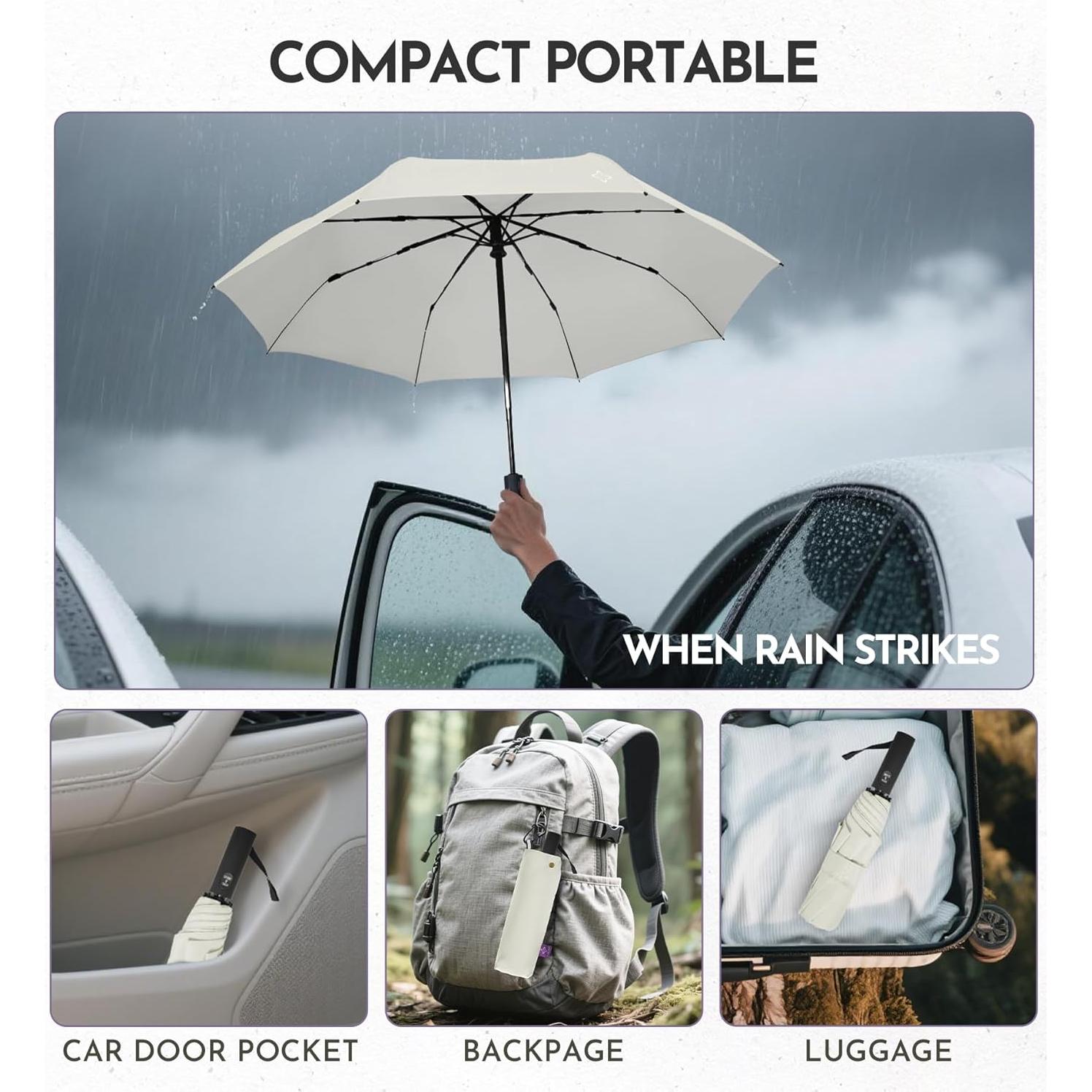 Paraguas UV Lila Plegable 107cm - Bloqueo UPF 50+ Automático