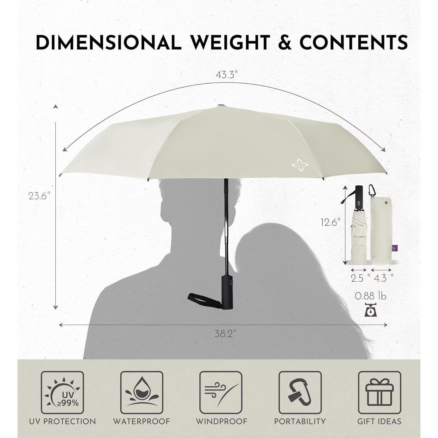 Paraguas UV Lila Plegable 107cm - Bloqueo UPF 50+ Automático