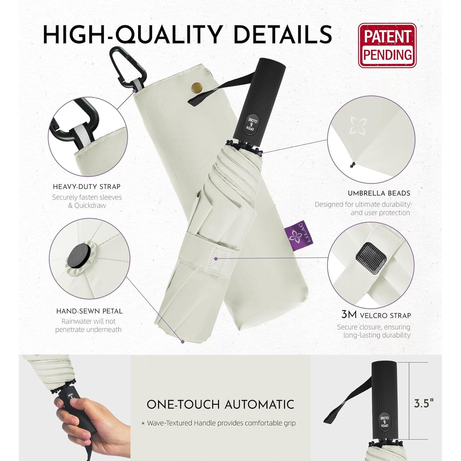 Paraguas UV Lila Plegable 107cm - Bloqueo UPF 50+ Automático