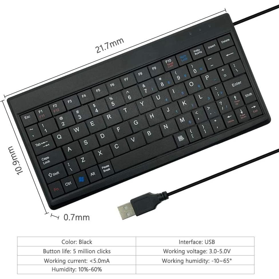 Teclado Mini USB CUQI para PC y Android TV Box - 217x109mm