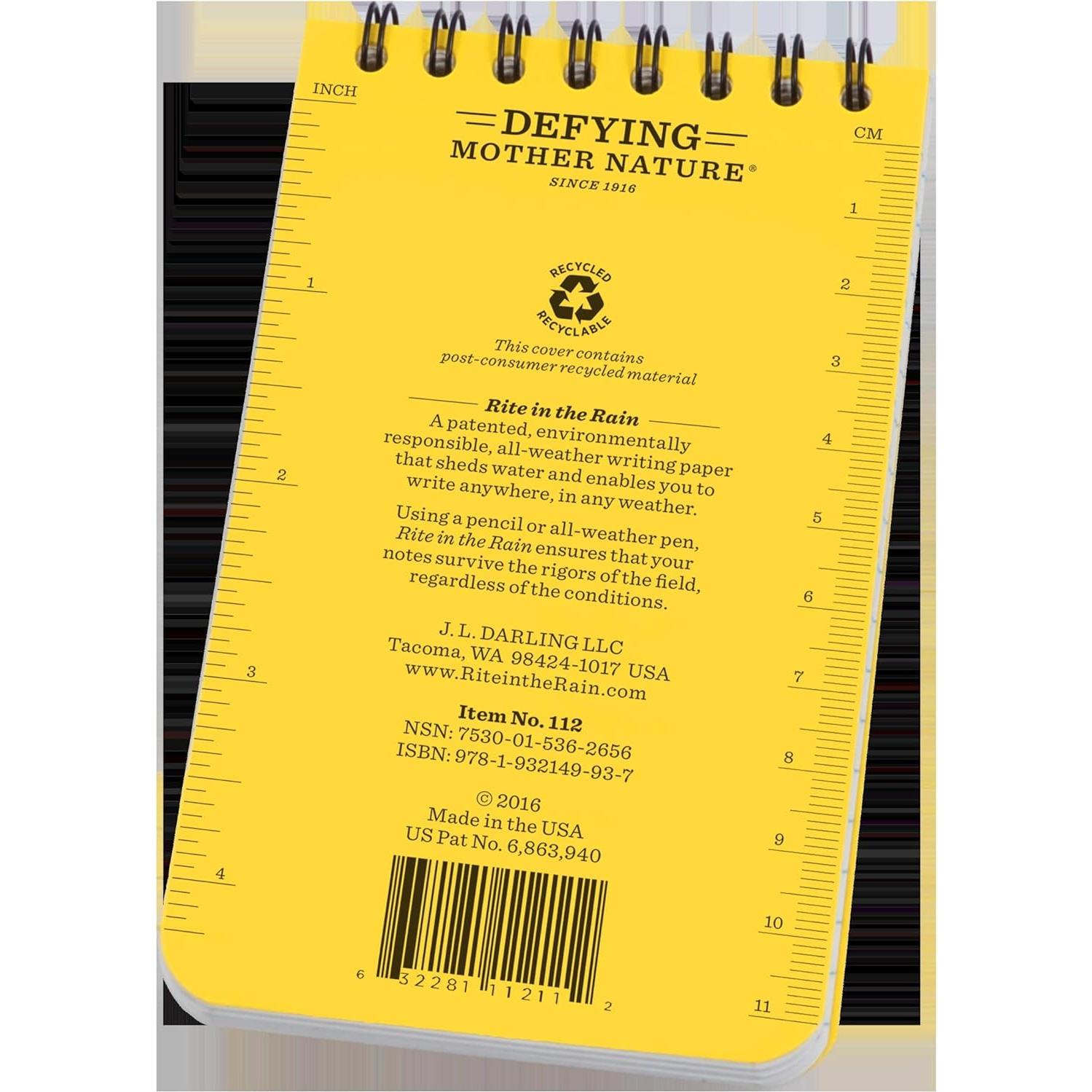 Cuaderno Impermeable Rite in the Rain 3x5 cm Amarillo