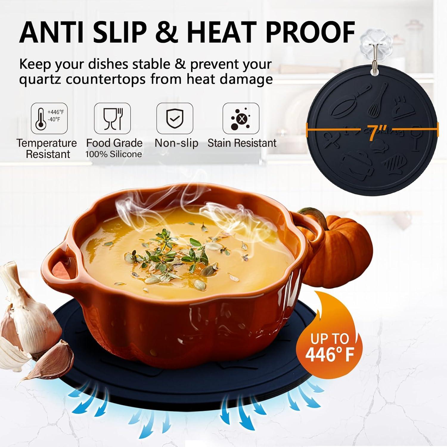 Mats de Silicona Antideslizantes AMNCML - 18 cm, Negro