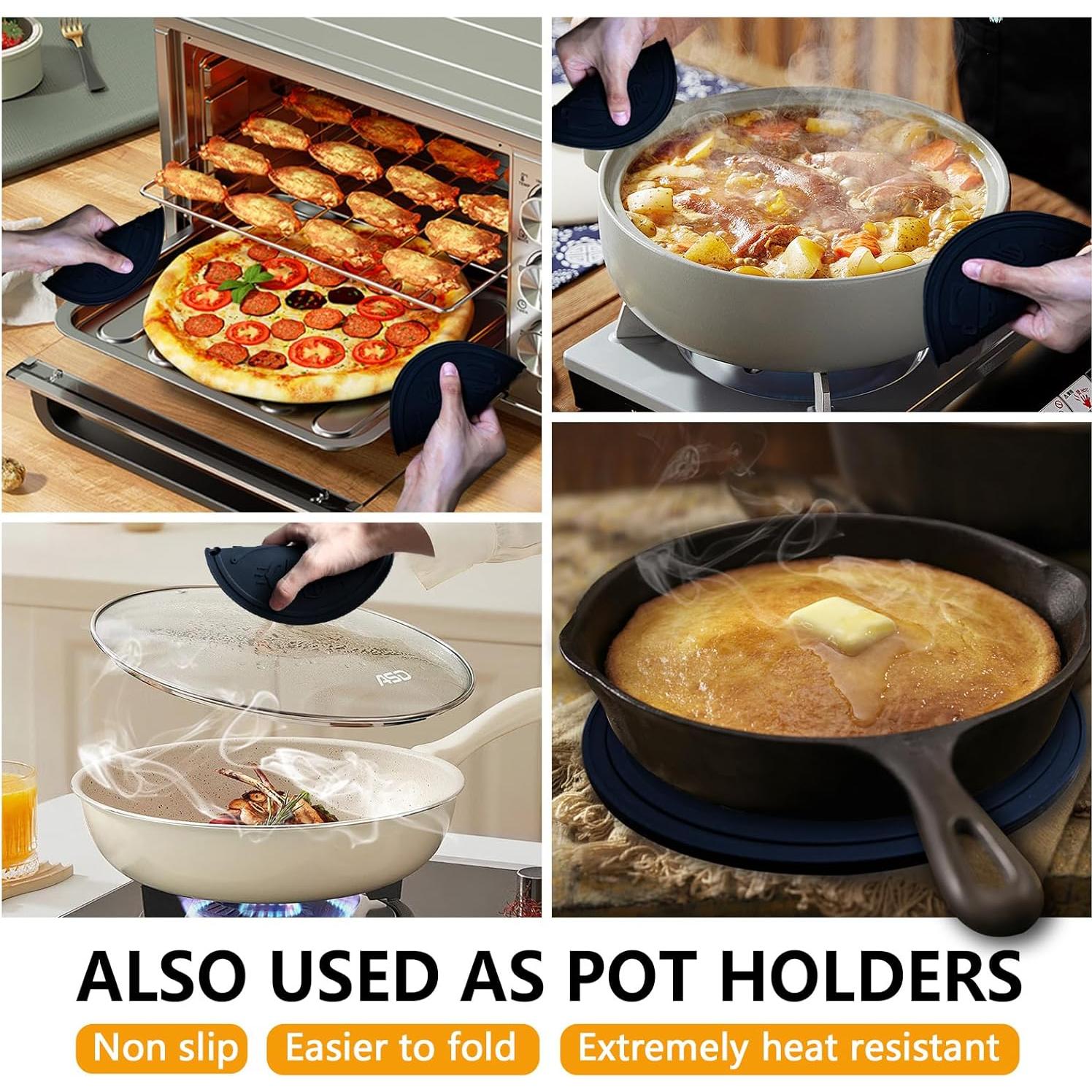 Mats de Silicona Antideslizantes AMNCML - 18 cm, Negro