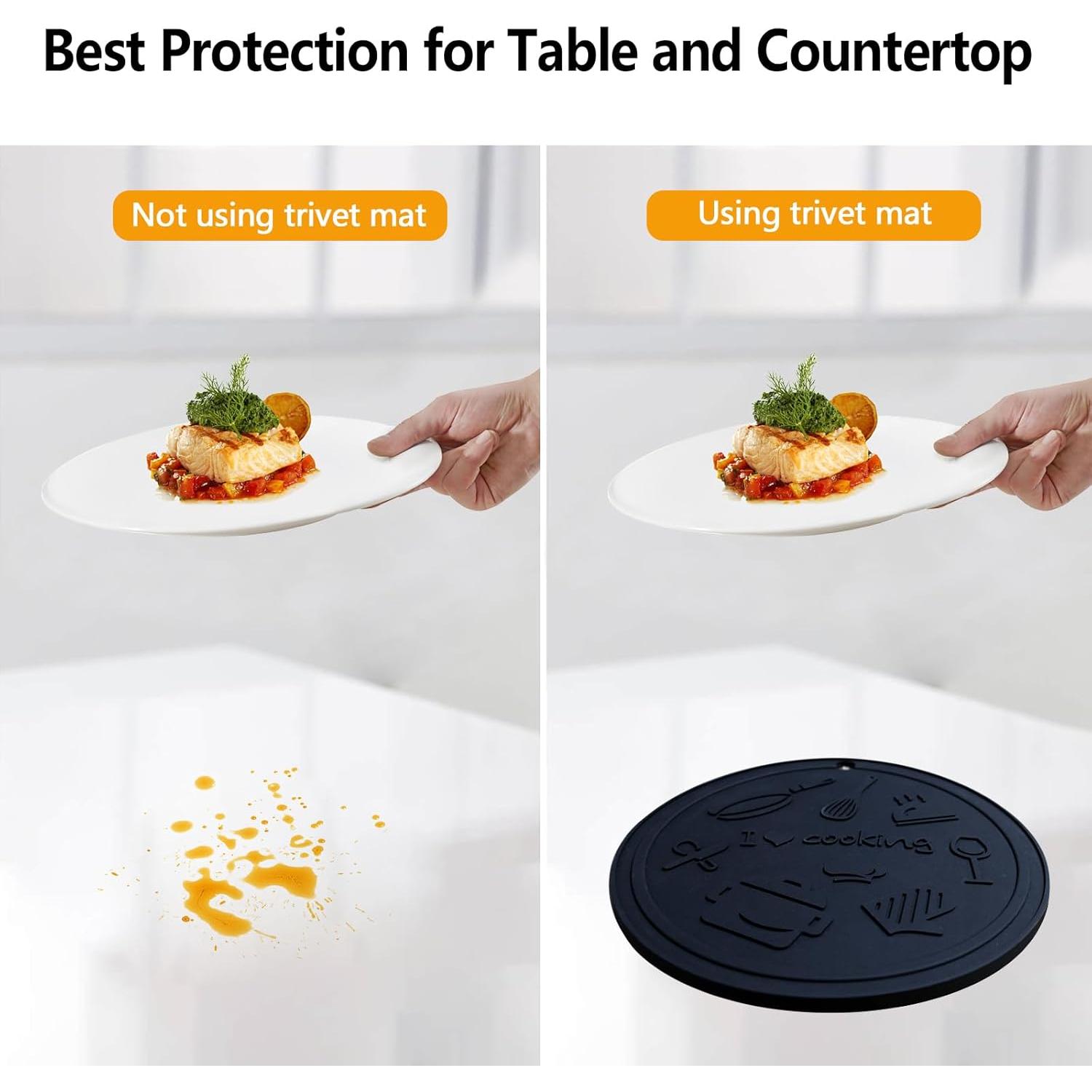 Mats de Silicona Antideslizantes AMNCML - 18 cm, Negro