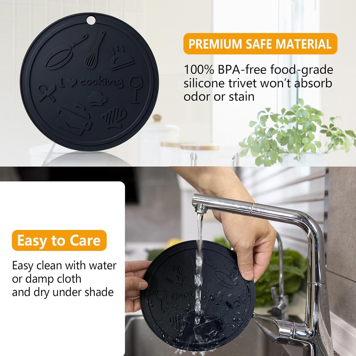 Mats de Silicona Antideslizantes AMNCML - 18 cm, Negro