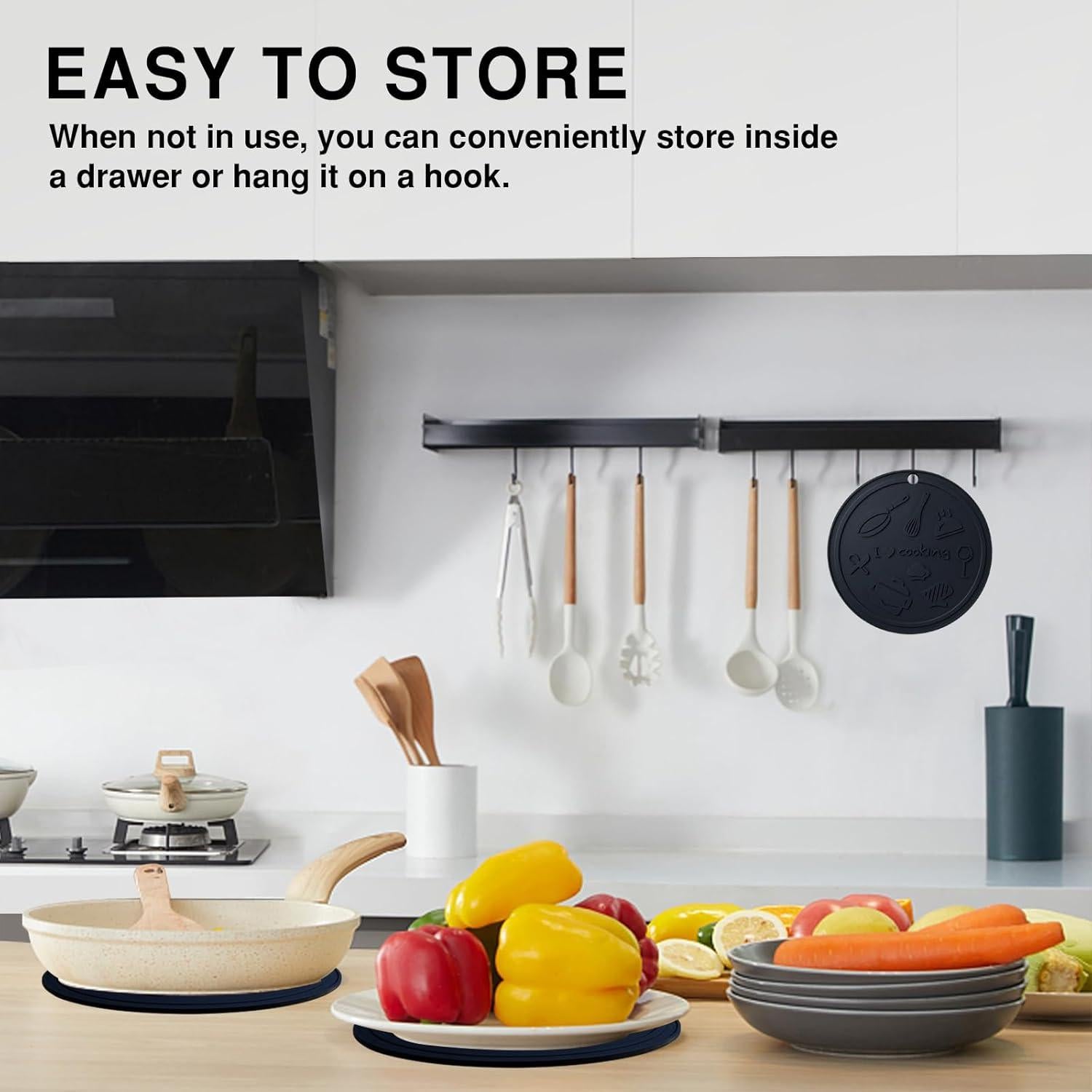 Mats de Silicona Antideslizantes AMNCML - 18 cm, Negro