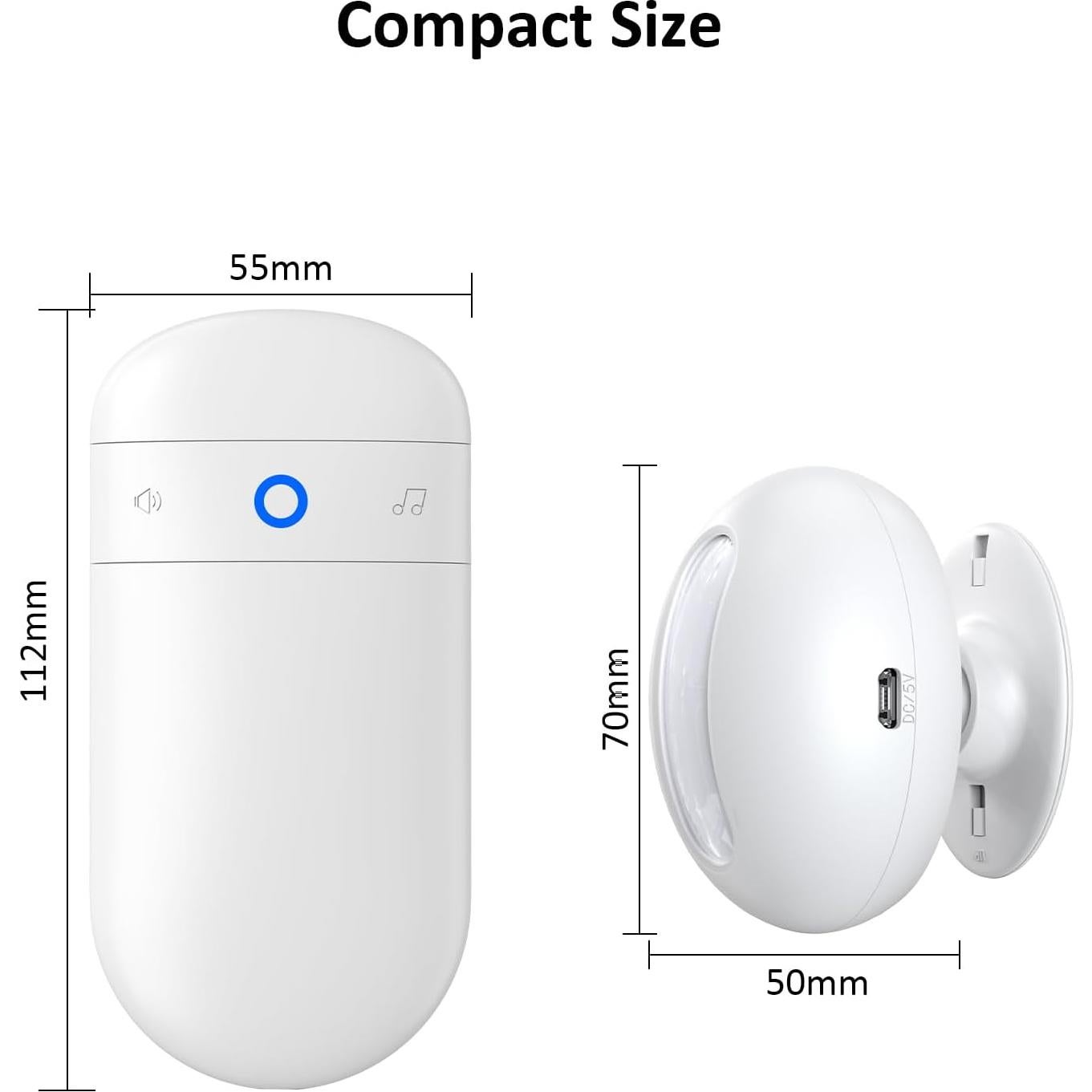 Timbre Inalámbrico SECRUI con Sensor de Movimiento 1 Receptor 1 Sensor