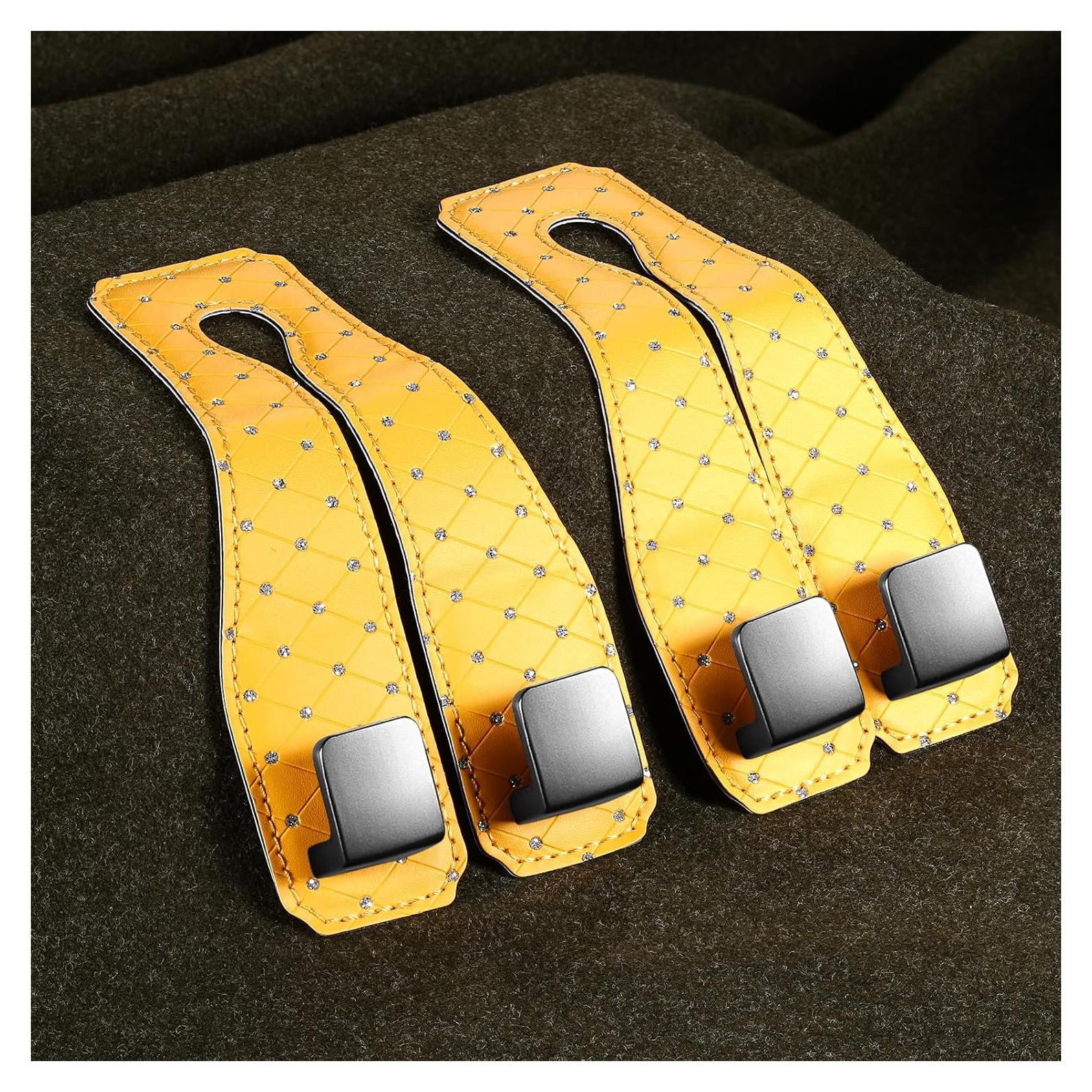 Ganchos para Reposacabezas de Coche Rirether - 2 Unidades de Cuero Acolchado Naranja