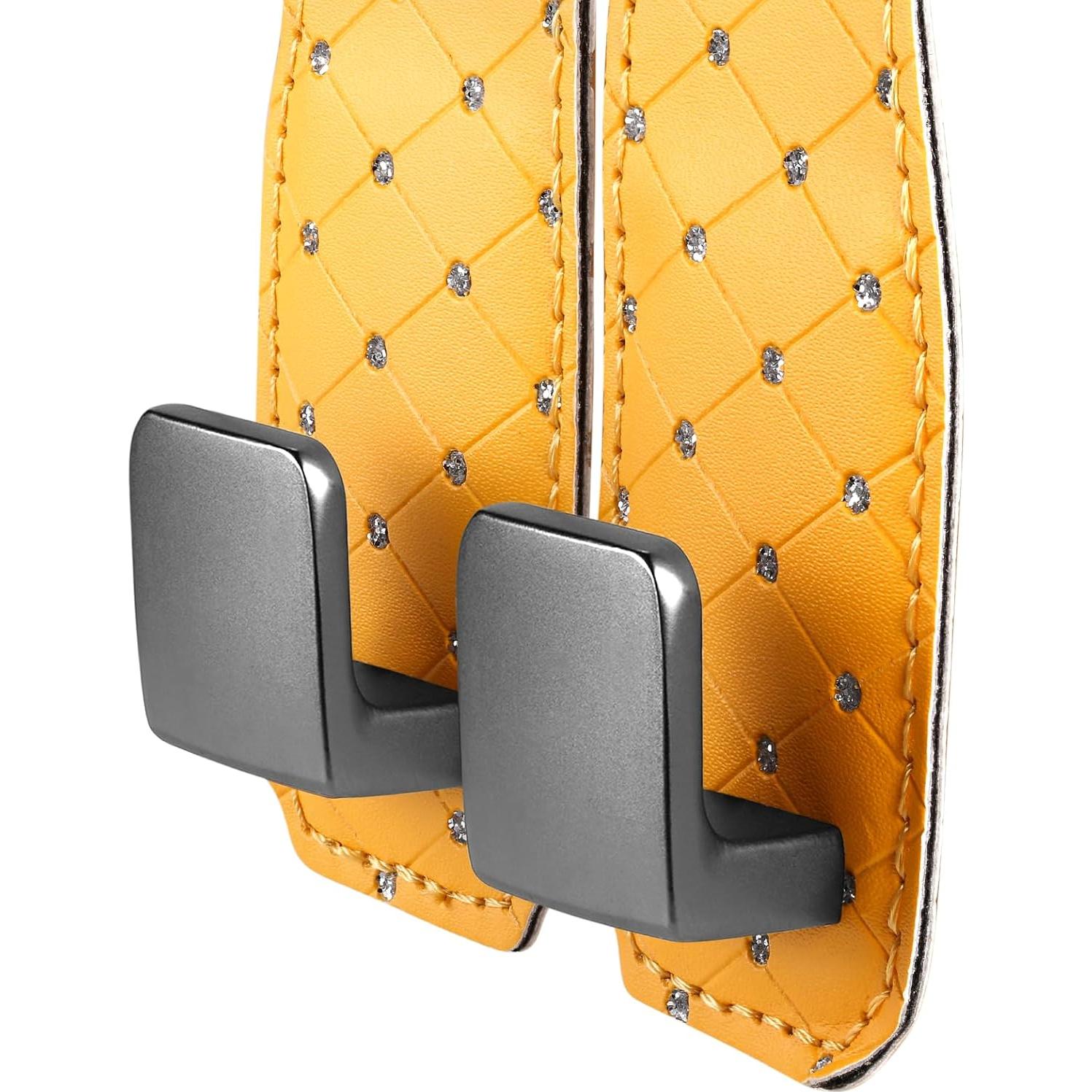 Ganchos para Reposacabezas de Coche Rirether - 2 Unidades de Cuero Acolchado Naranja