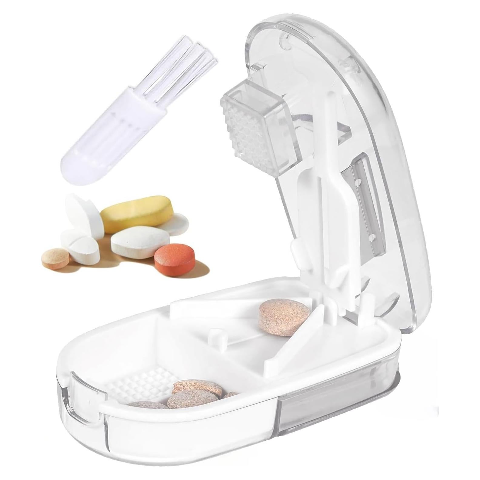 Cortador y Triturador de Pastillas SEEHOM - 2 en 1 con Almacenamiento