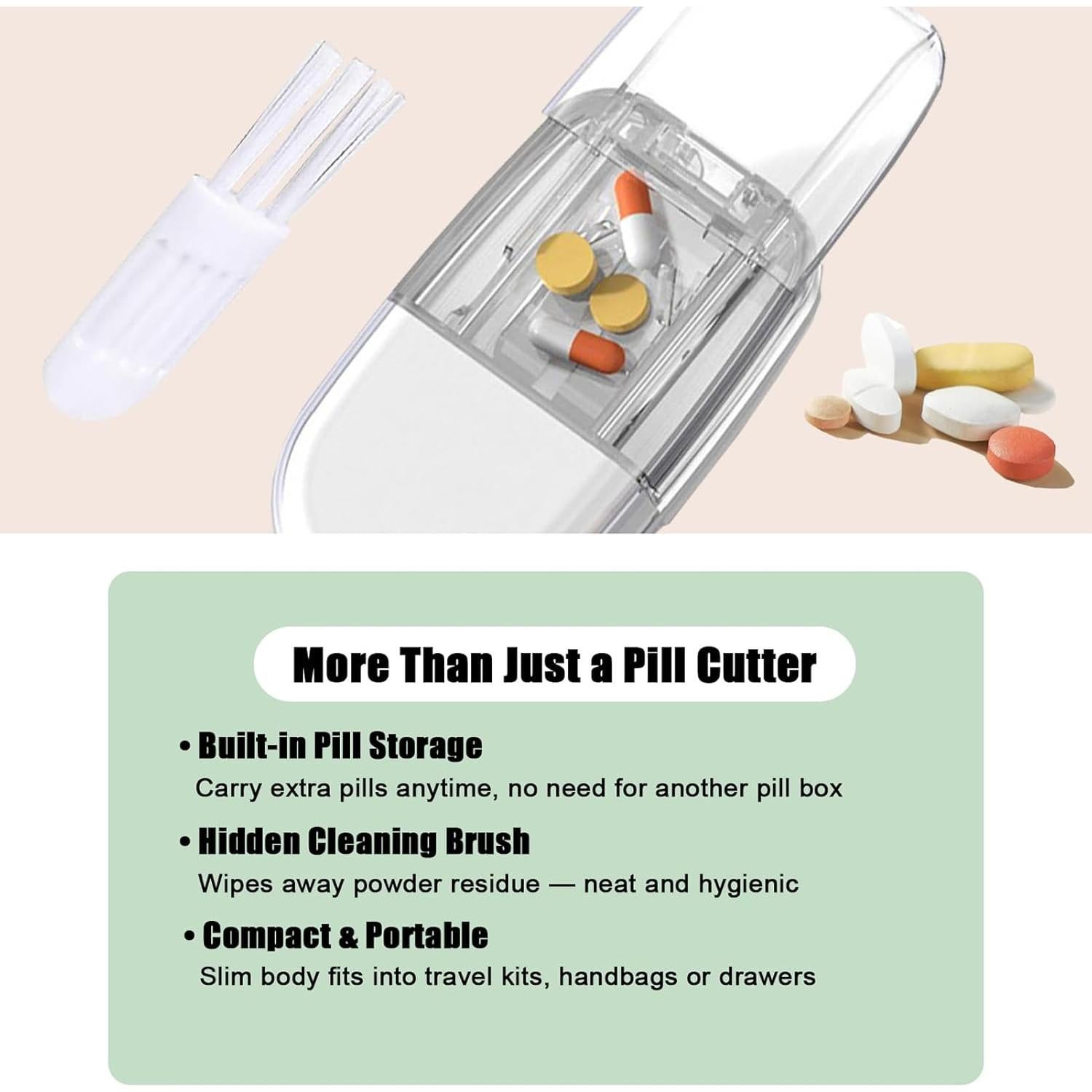 Cortador y Triturador de Pastillas SEEHOM - 2 en 1 con Almacenamiento
