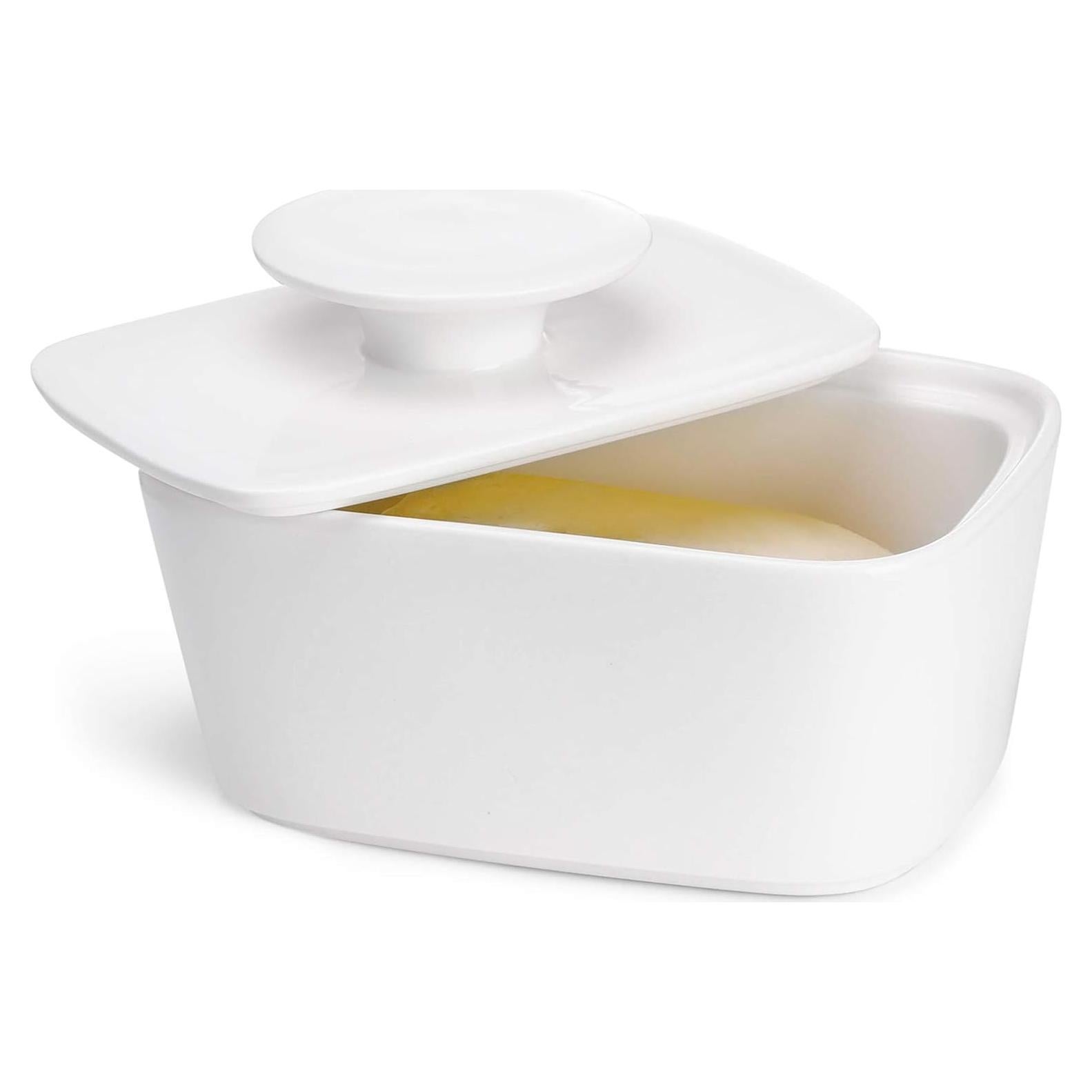 Plato de Mantequilla Sweese con Tapa - Porcelana Blanca 15.7 cm