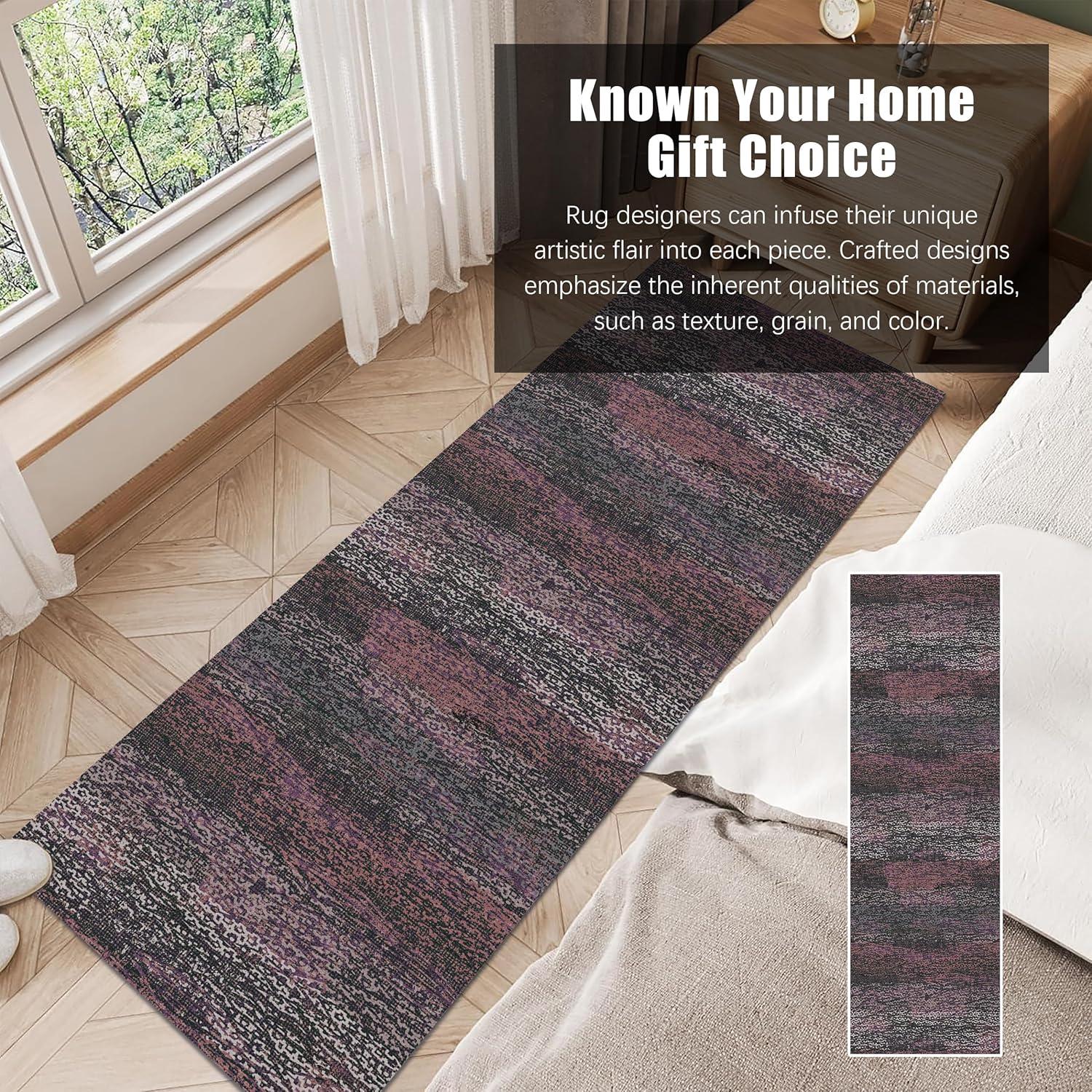 Alfombra de área lavable RUGSURE 0.76x2.44m Borgoña