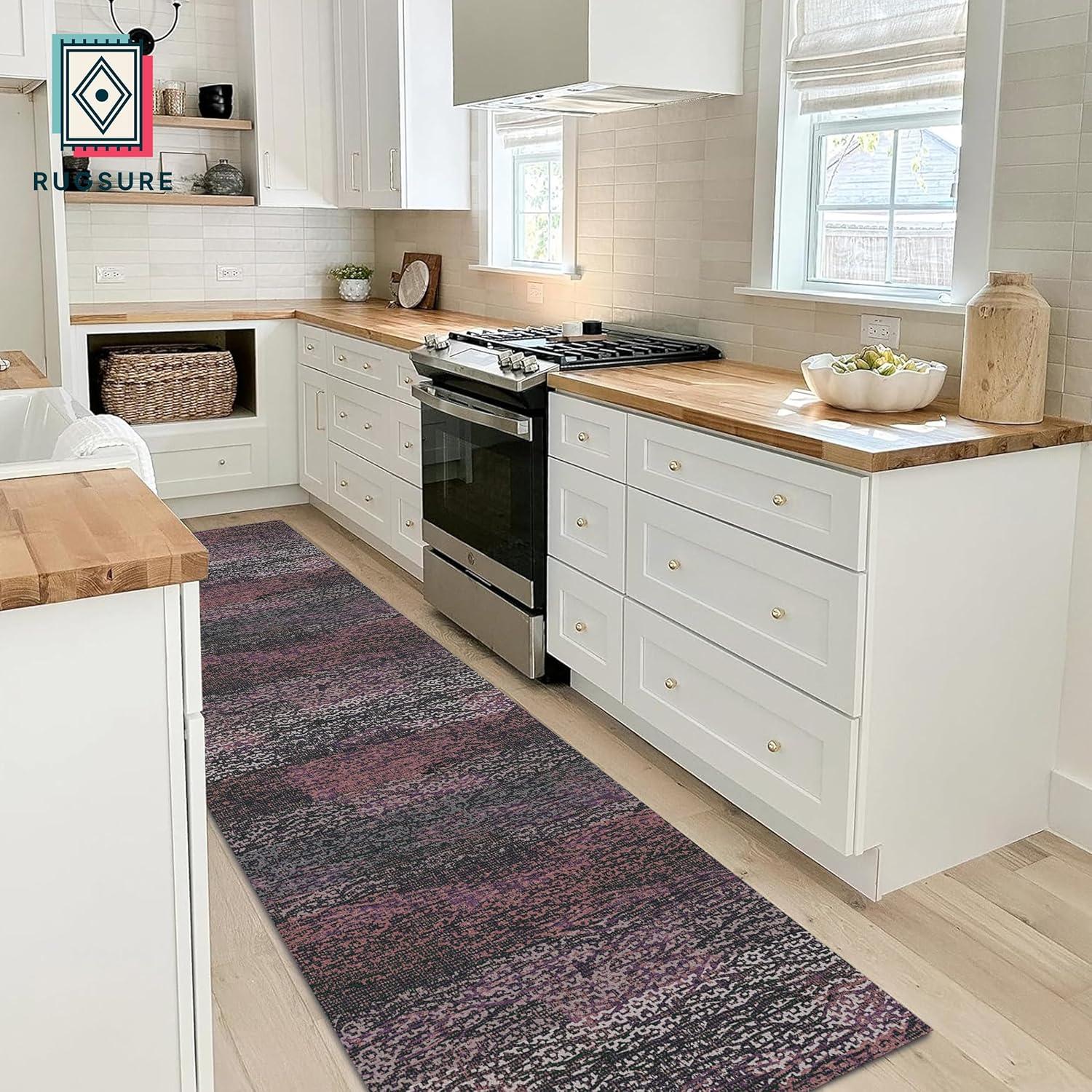 Alfombra de área lavable RUGSURE 0.76x2.44m Borgoña