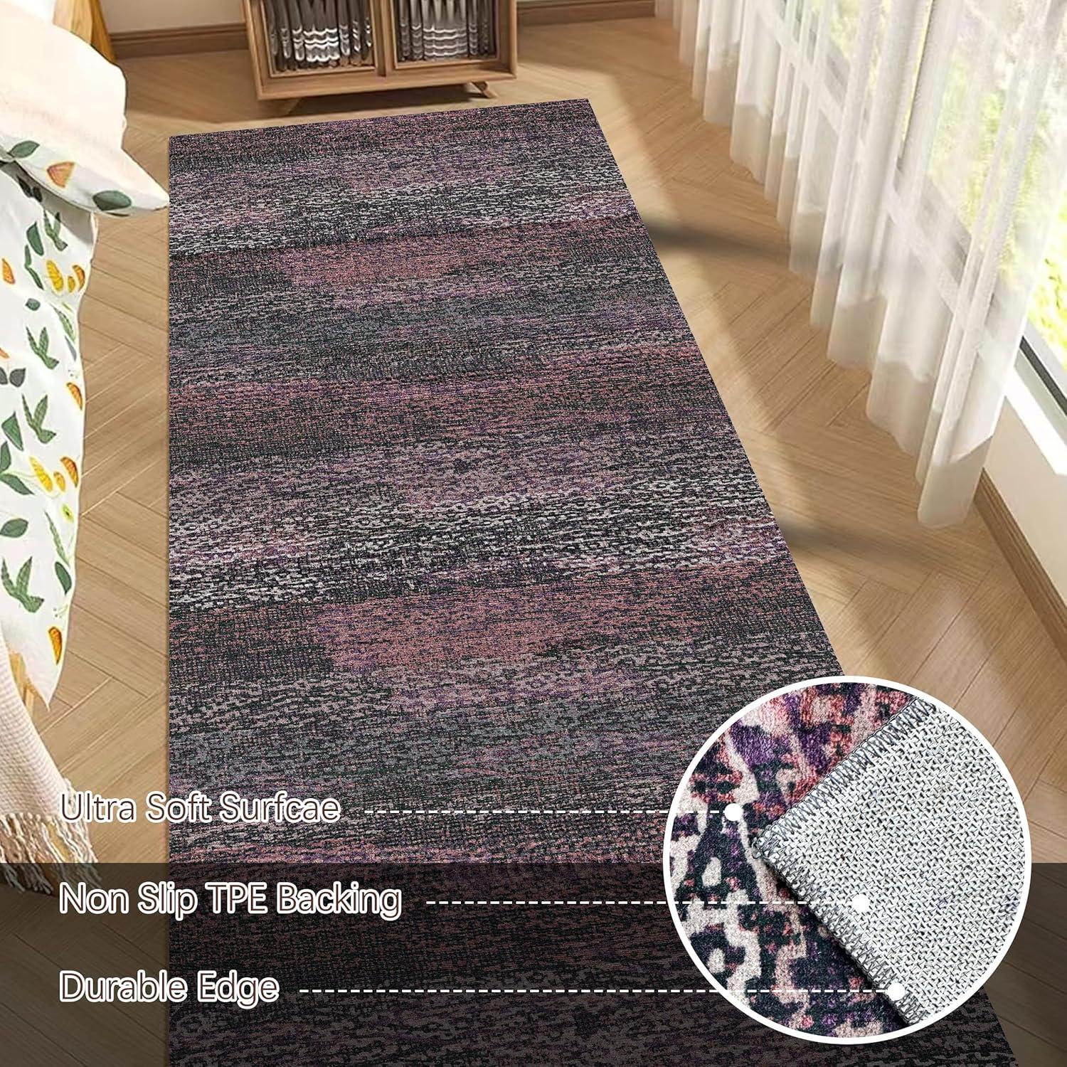 Alfombra de área lavable RUGSURE 0.76x2.44m Borgoña