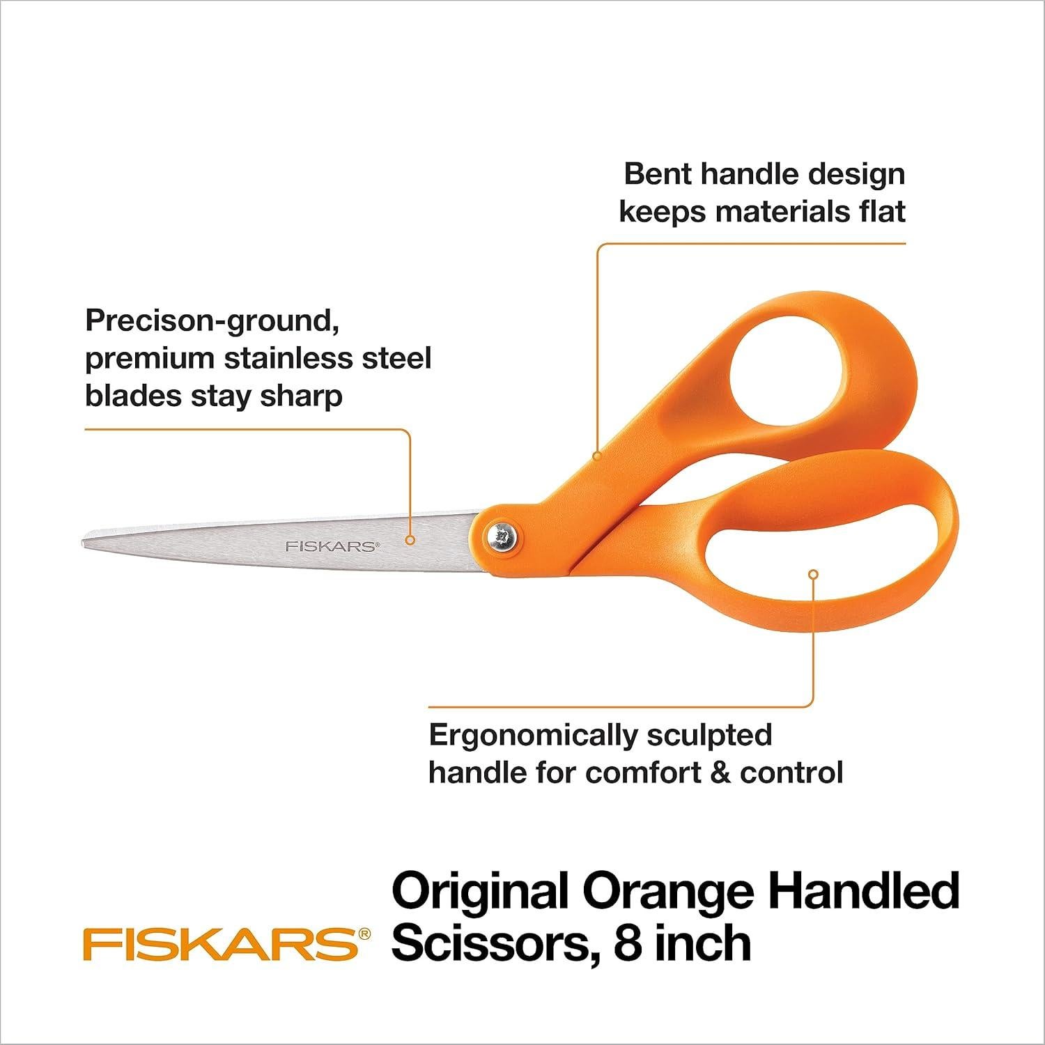Tijeras Fiskars 20 cm Acero Inoxidable Mango Naranja Ergonómicas