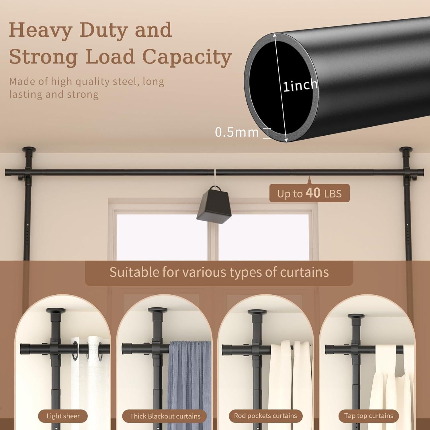 Varilla Divisoria de Habitaciones Getsrichfc Ajustable 1.22-3.05m