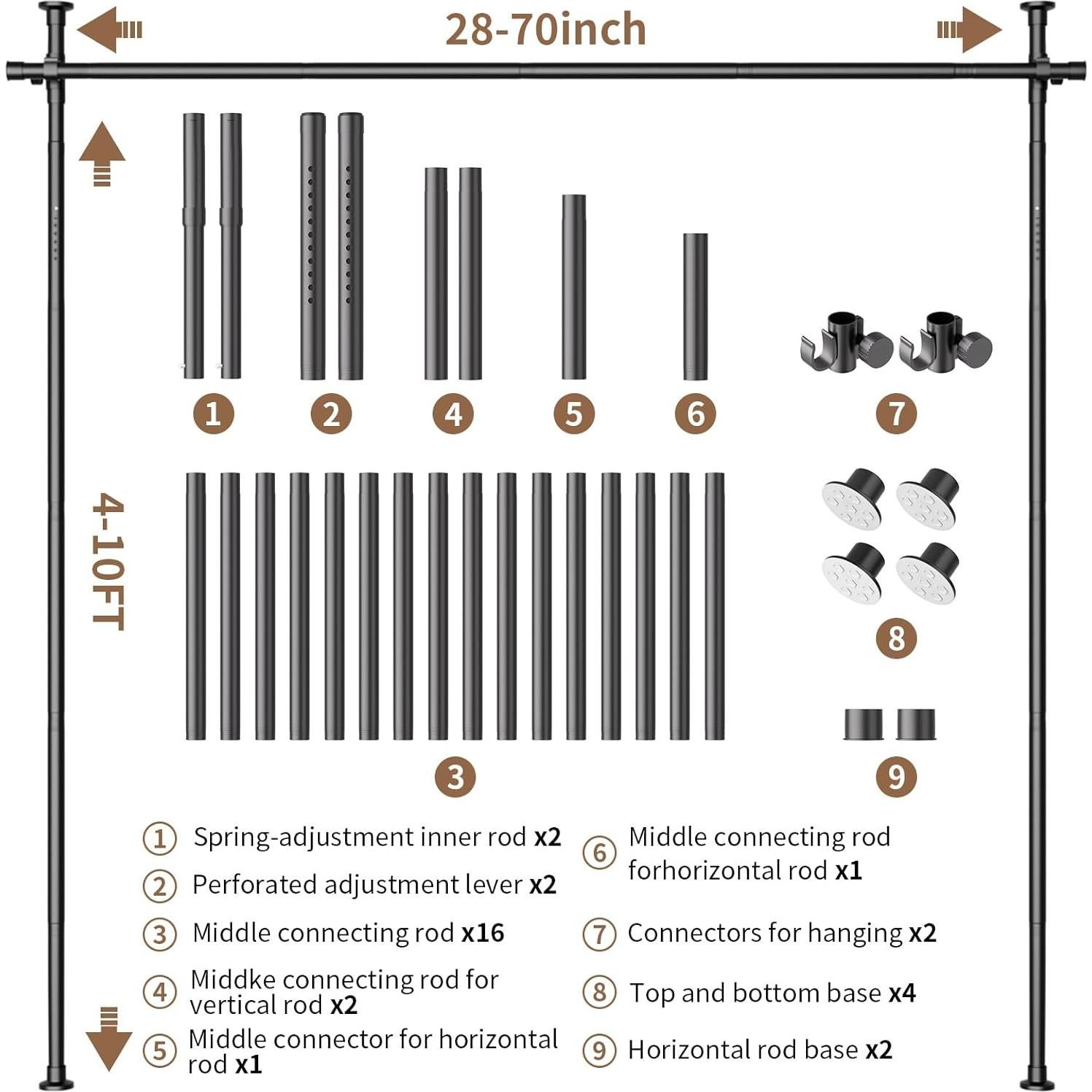 Varilla Divisoria de Habitaciones Getsrichfc Ajustable 1.22-3.05m