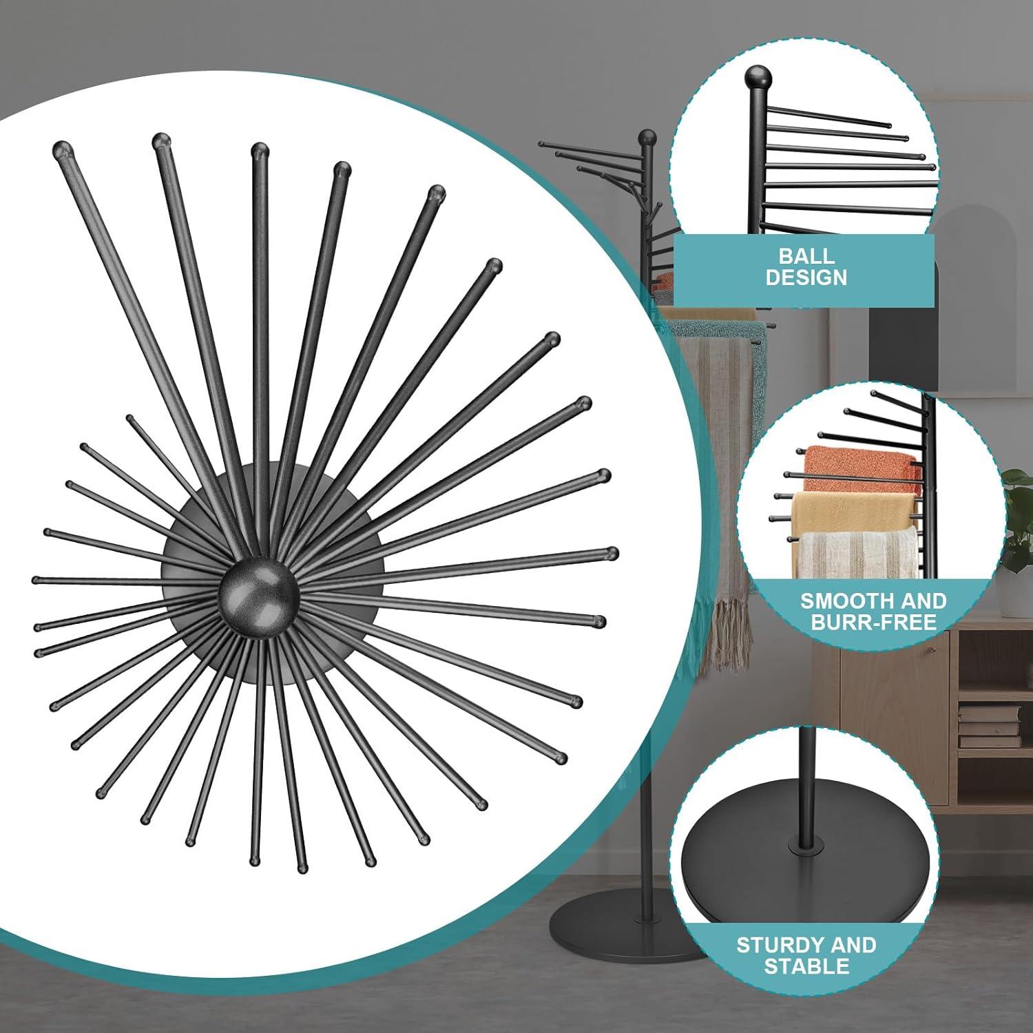 Soporte para Bufandas Vrietina de Metal 30 Varillas 170cm Negro