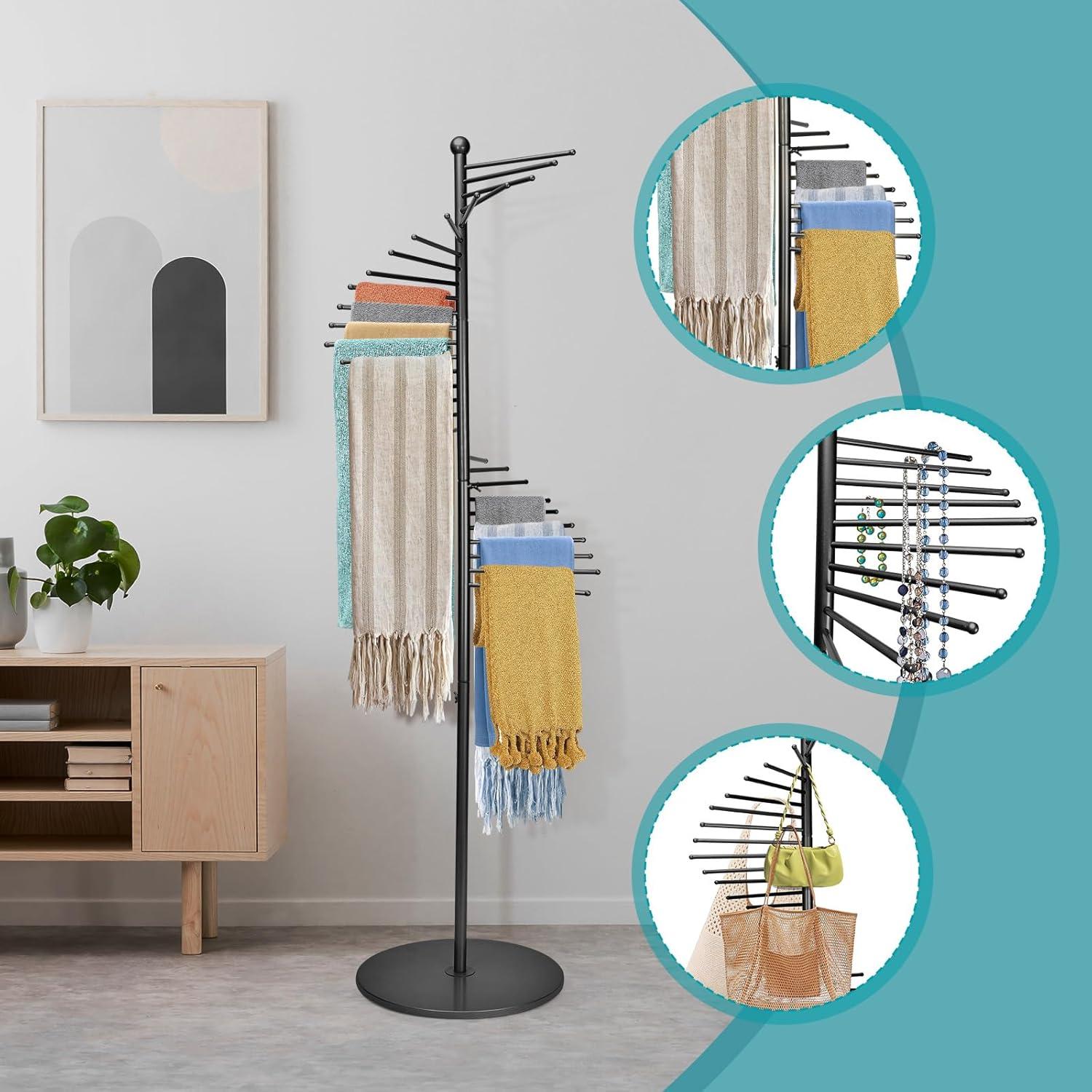 Soporte para Bufandas Vrietina de Metal 30 Varillas 170cm Negro