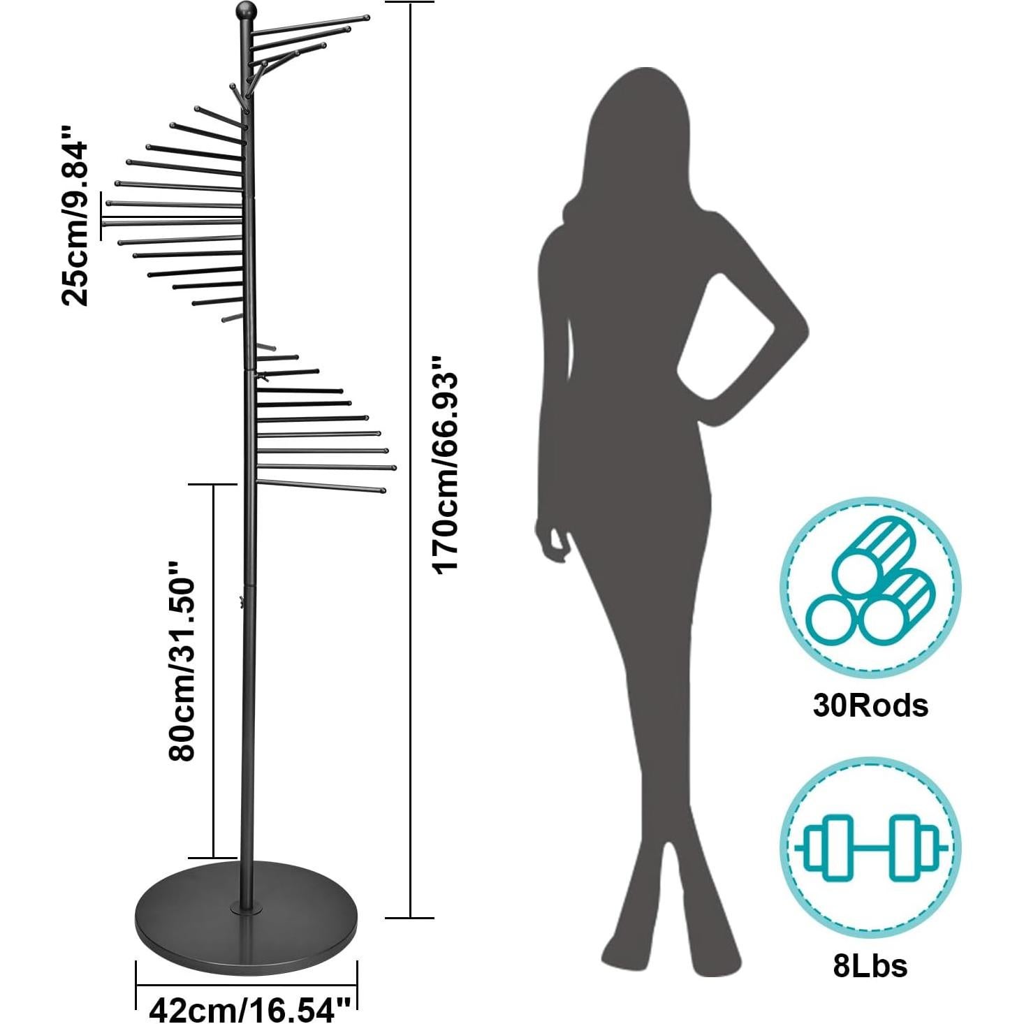 Soporte para Bufandas Vrietina de Metal 30 Varillas 170cm Negro