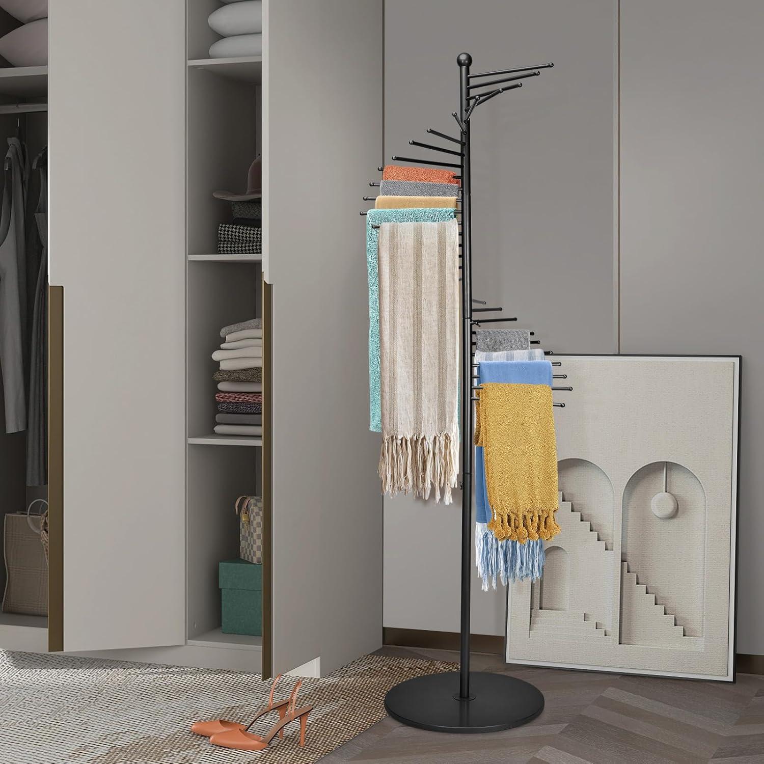 Soporte para Bufandas Vrietina de Metal 30 Varillas 170cm Negro