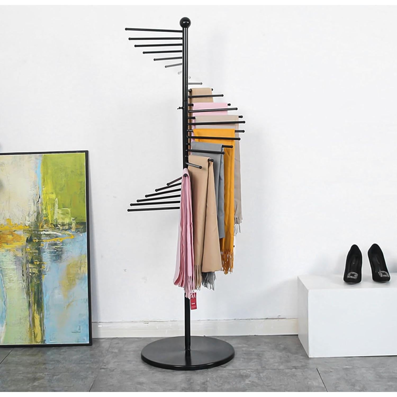 Soporte para Bufandas Vrietina de Metal 30 Varillas 170cm Negro