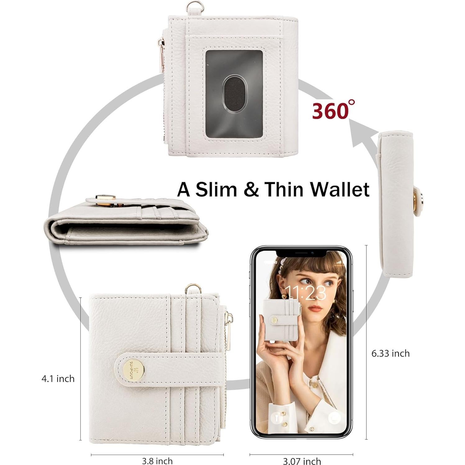 Cartera de muñeca Sunpour Beige con bloqueo RFID y llavero