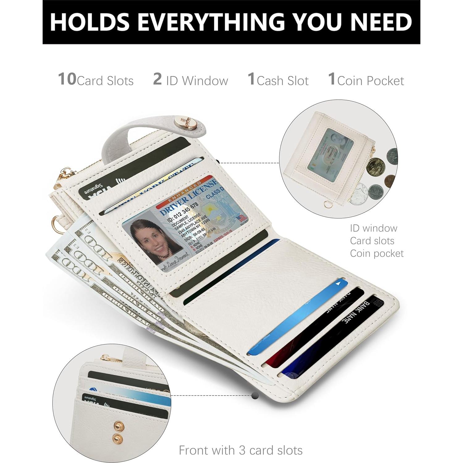 Cartera de muñeca Sunpour Beige con bloqueo RFID y llavero